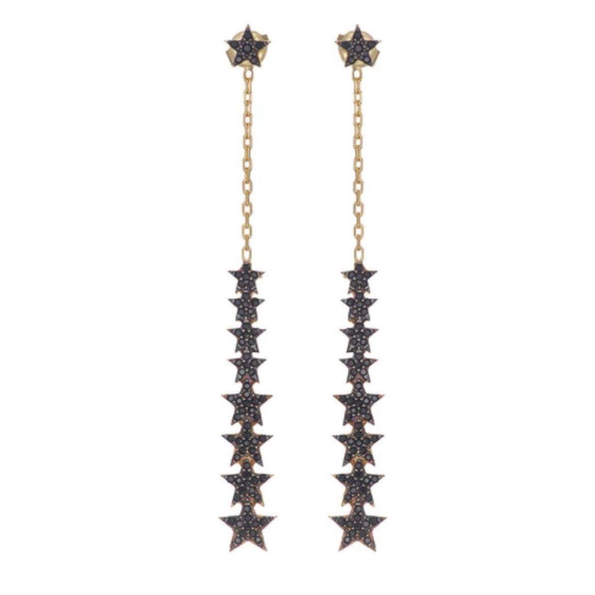 Other New Sterling 14k Black Stone Star Dangle Earrings Size ONE SIZE - 2 Thumbnail