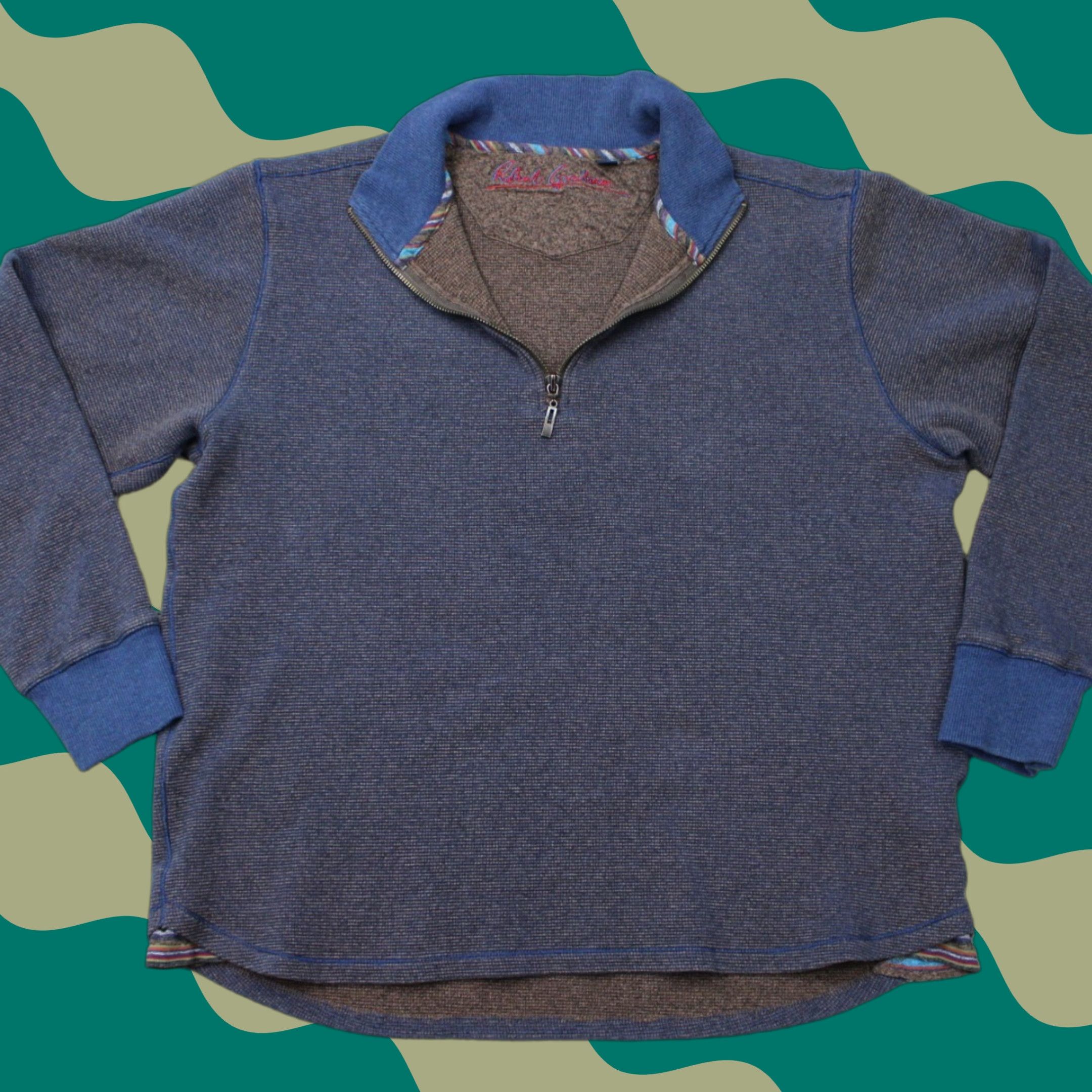 Robert Graham Robert Graham Sweatshirt Mens Large Blue 1/4 Zip Pullover Knitted Cotton Sweatshirt Mens Large Blue 1/4 Zip Refined Title Size US L / EU 52-54 / 3 - 1 Thumbnail
