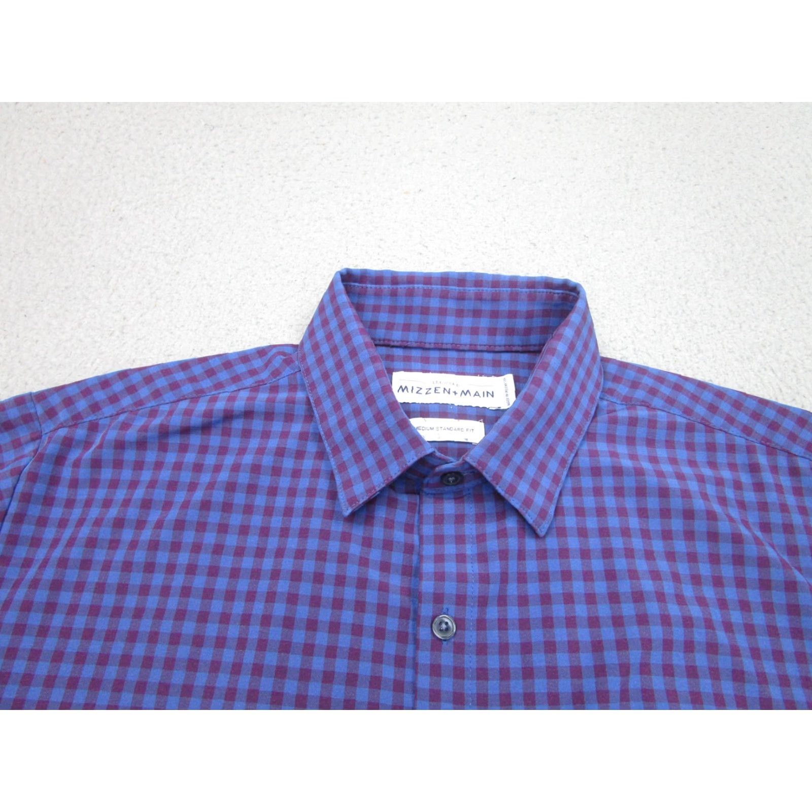 Mizzen+Main Mizzen+Main Leeward Shirt Mens Medium Blue Purple Check Dress Shirt Size 40R - 3 Thumbnail