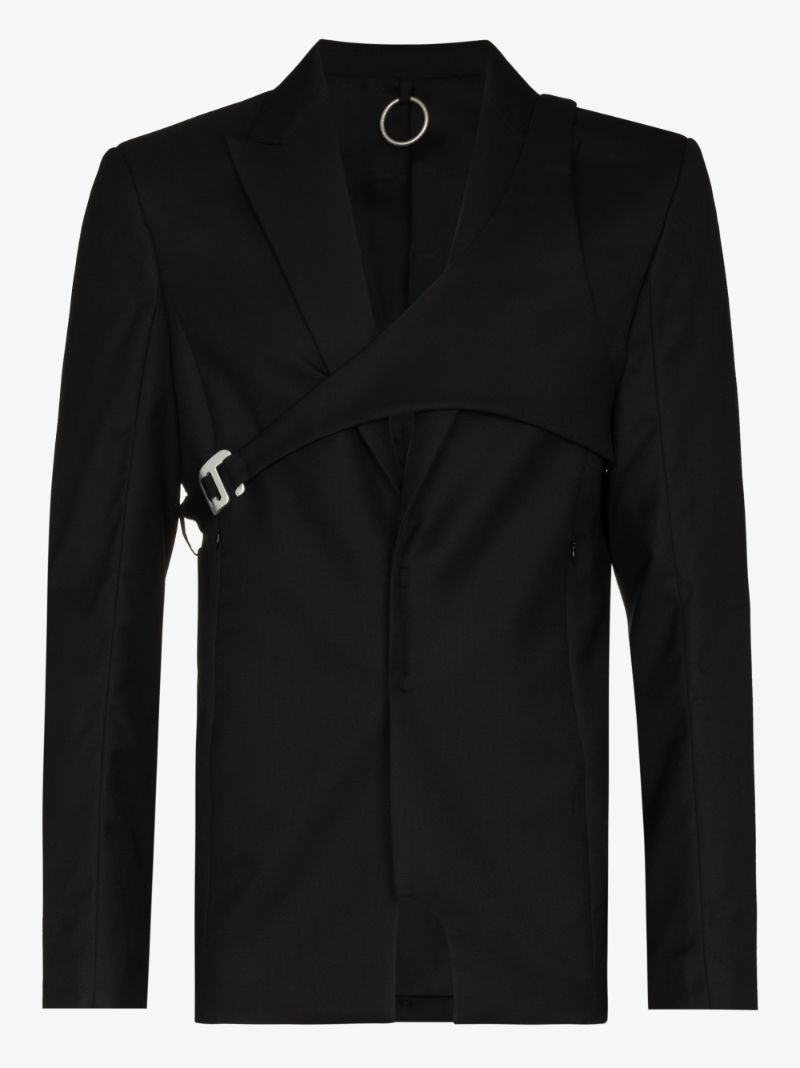 Heliot Emil HELIOT EMIL Black Wool Harness Blazer Size US S / EU 44-46 / 1 - 1 Thumbnail
