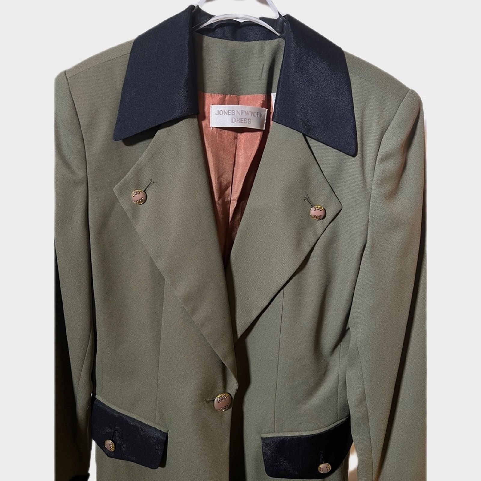 Jones New York Vintage Jones New York Longline Two-Tone Olive Green Blazer Size L / US 10 / IT 46 - 5 Thumbnail