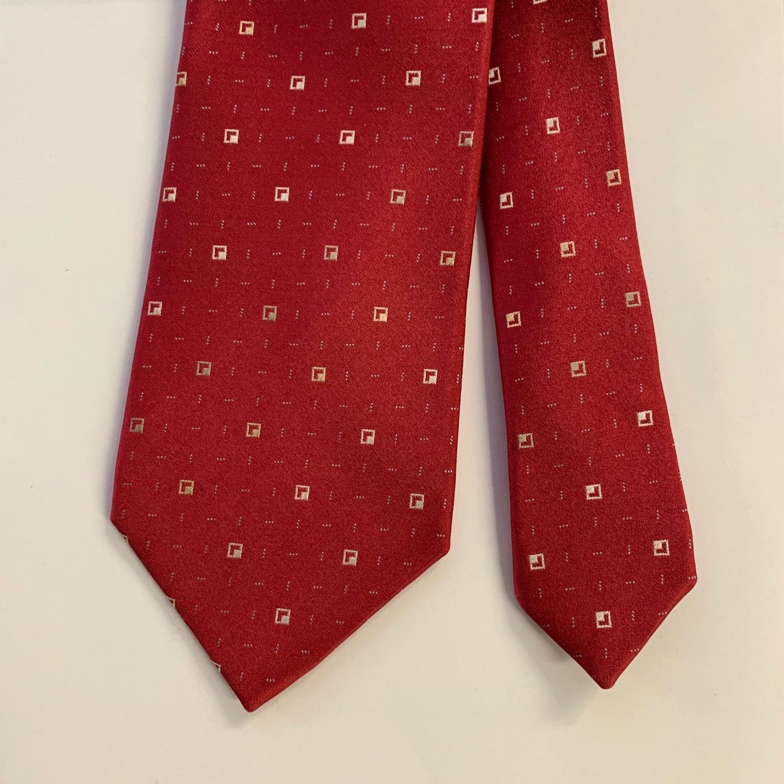 Ermenegildo Zegna ERMENEGILDO ZEGNA One Size Red Cream Silk Tie Size ONE SIZE - 1 Thumbnail