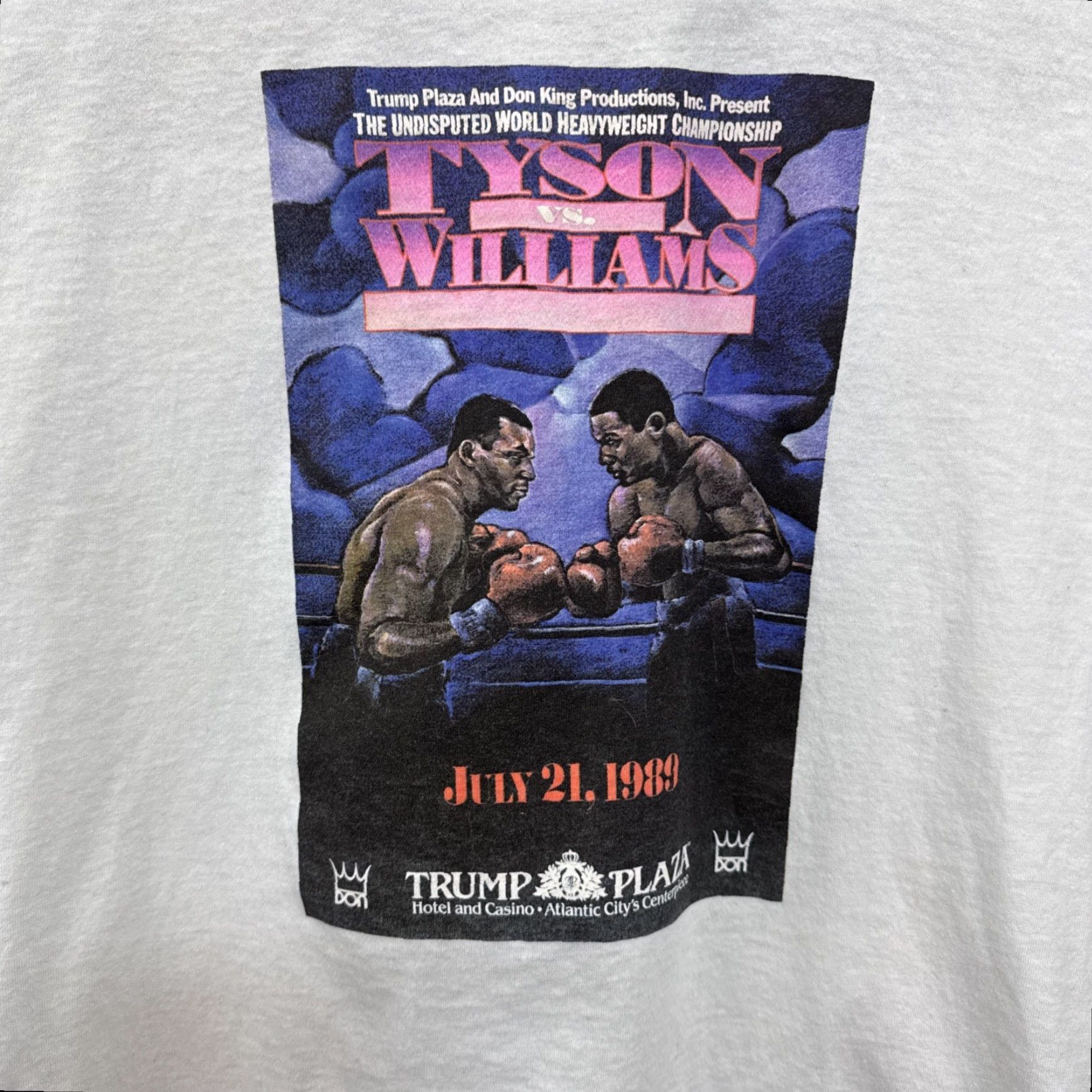 Vintage VINTAGE Mike Tyson vs. Carl Williams 1989 Boxing T-Shirt Large White Cotton Crew Neck Short Sleeve Logo 80s Sports Mens Shirt Size US L / EU 52-54 / 3 - 2 Thumbnail