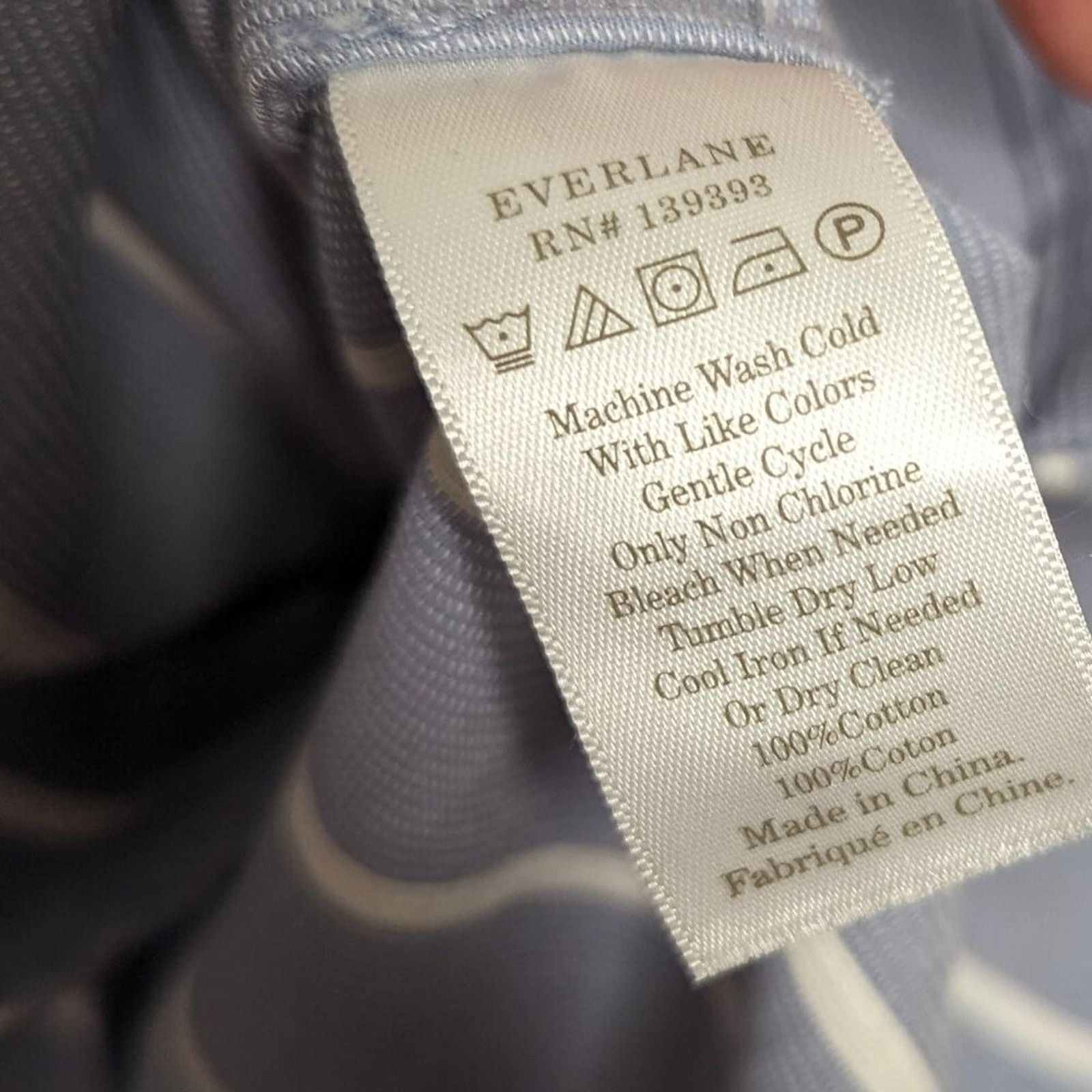Everlane Everlane Blue White The Cotton Weave Collarless Shirtdress Size XL / US 12-14 / IT 48-50 - 8 Thumbnail