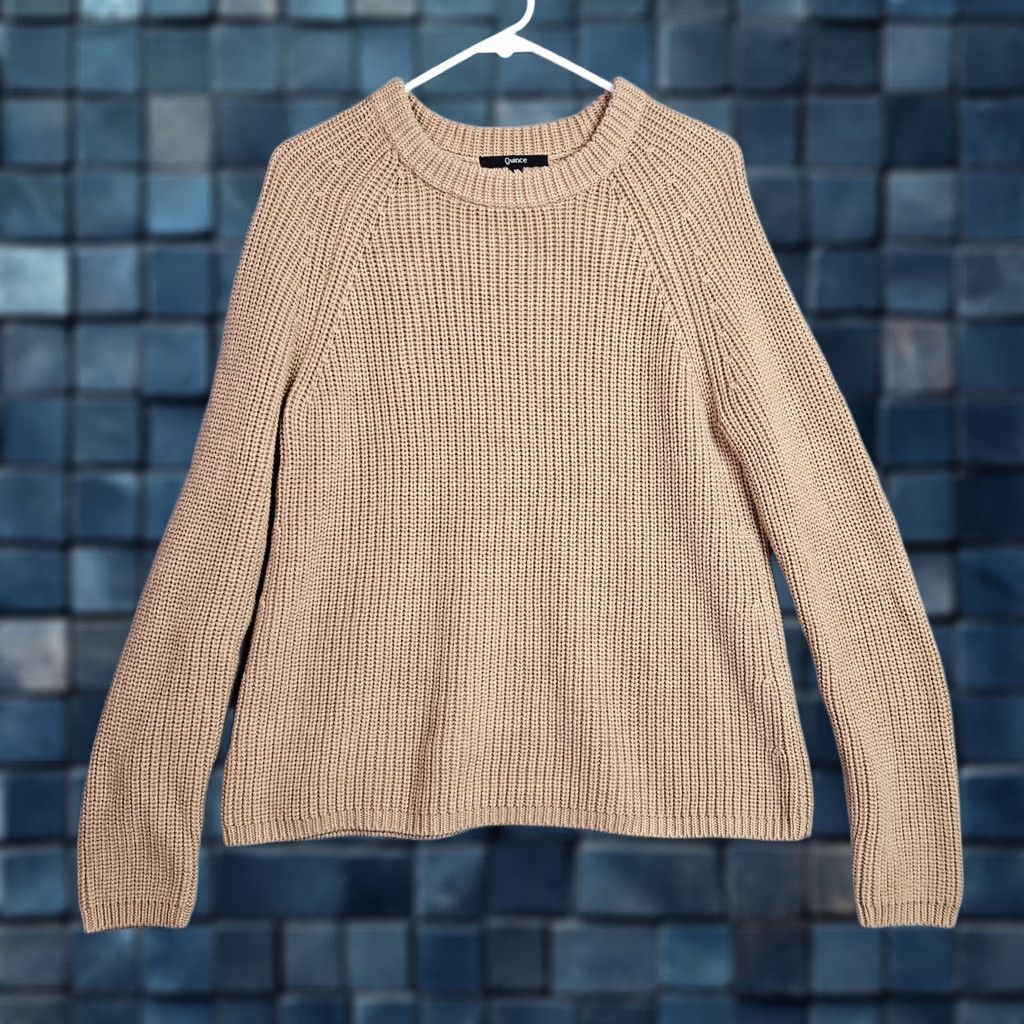 Quince Quince Women's Crew Neck Raglan Sweater Brown S Cardigan Knit Cotton Modern Vintage: No Size S / US 4 / IT 40 - 1 Thumbnail