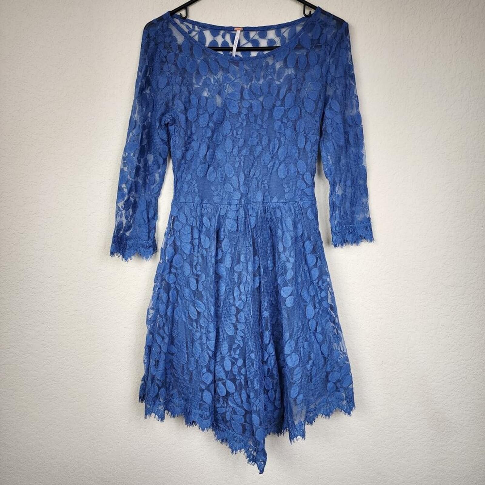 Free People Free People Blue Asymmetrical Size 2 Dress Size XS / US 0-2 / IT 36-38 - 1 Thumbnail