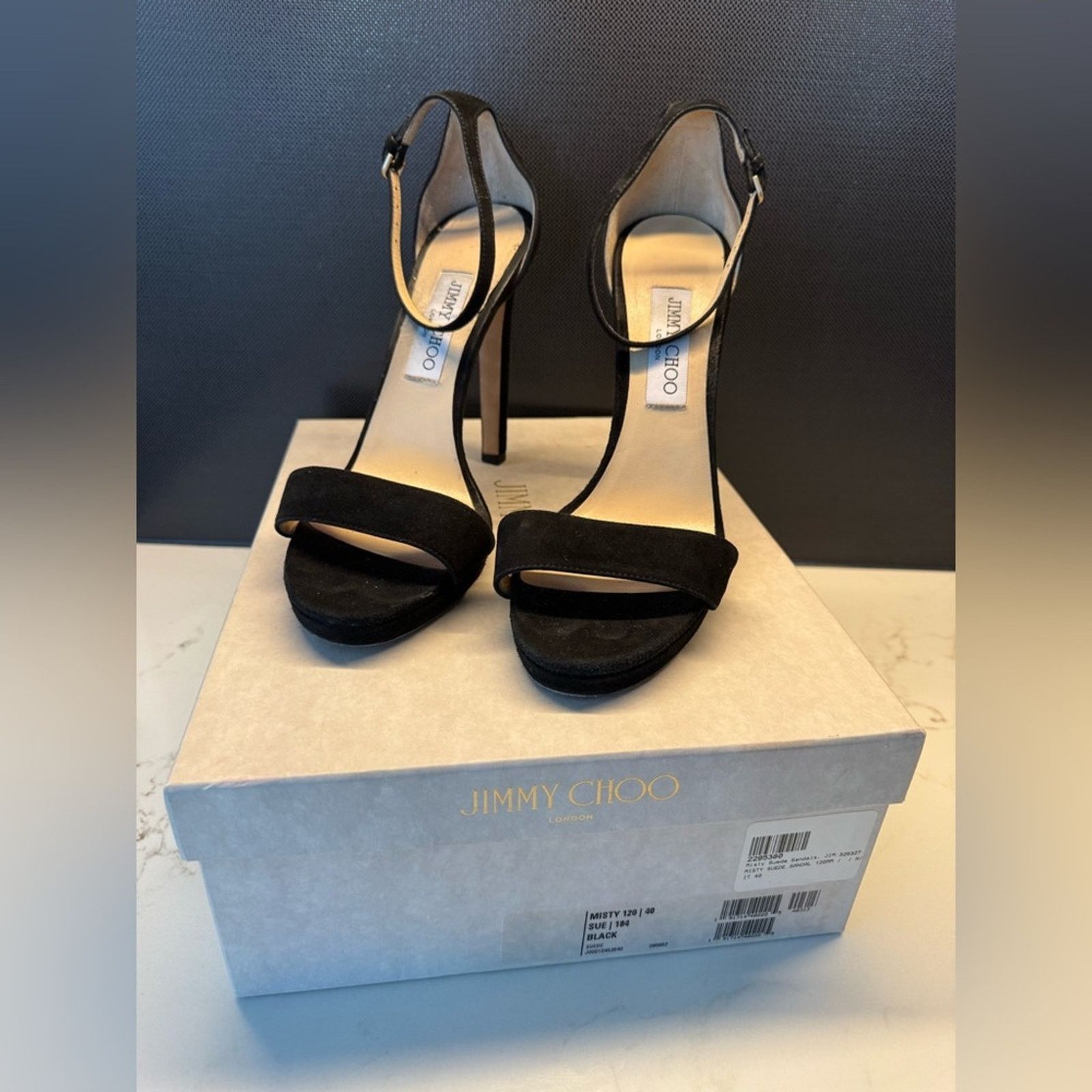 Jimmy Choo Jimmy Choo MISTY 120 Black Suede sandal heels size 40 Size US 9.5 / IT 39.5 - 2 Thumbnail