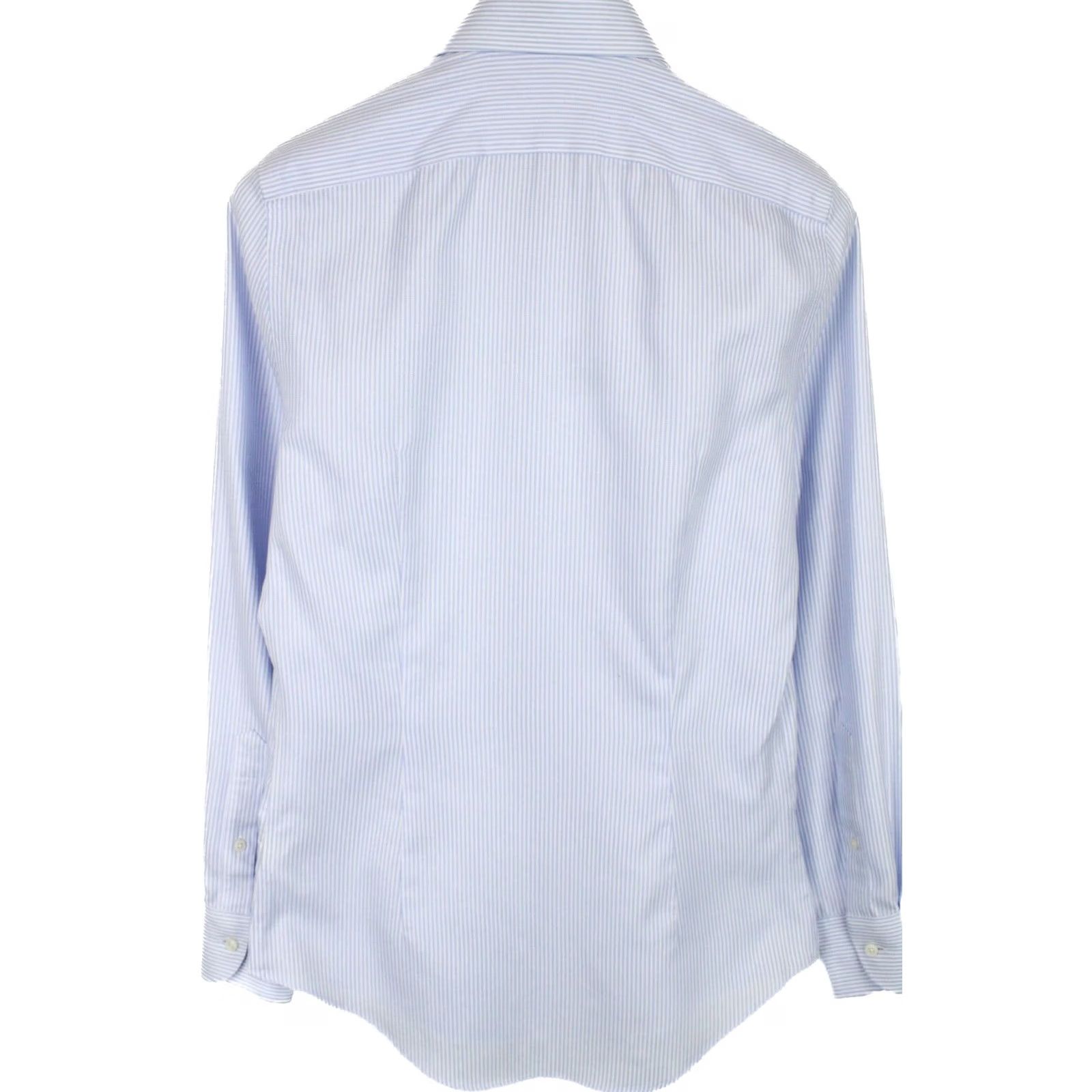 Suitsupply Suitsupply Try On Extra Slim Fit Shirt Men's Button Up 38 / 15 Blue Cotton Pinstripe Collared Long Sleeve Size US M / EU 48-50 / 2 - 2 Thumbnail