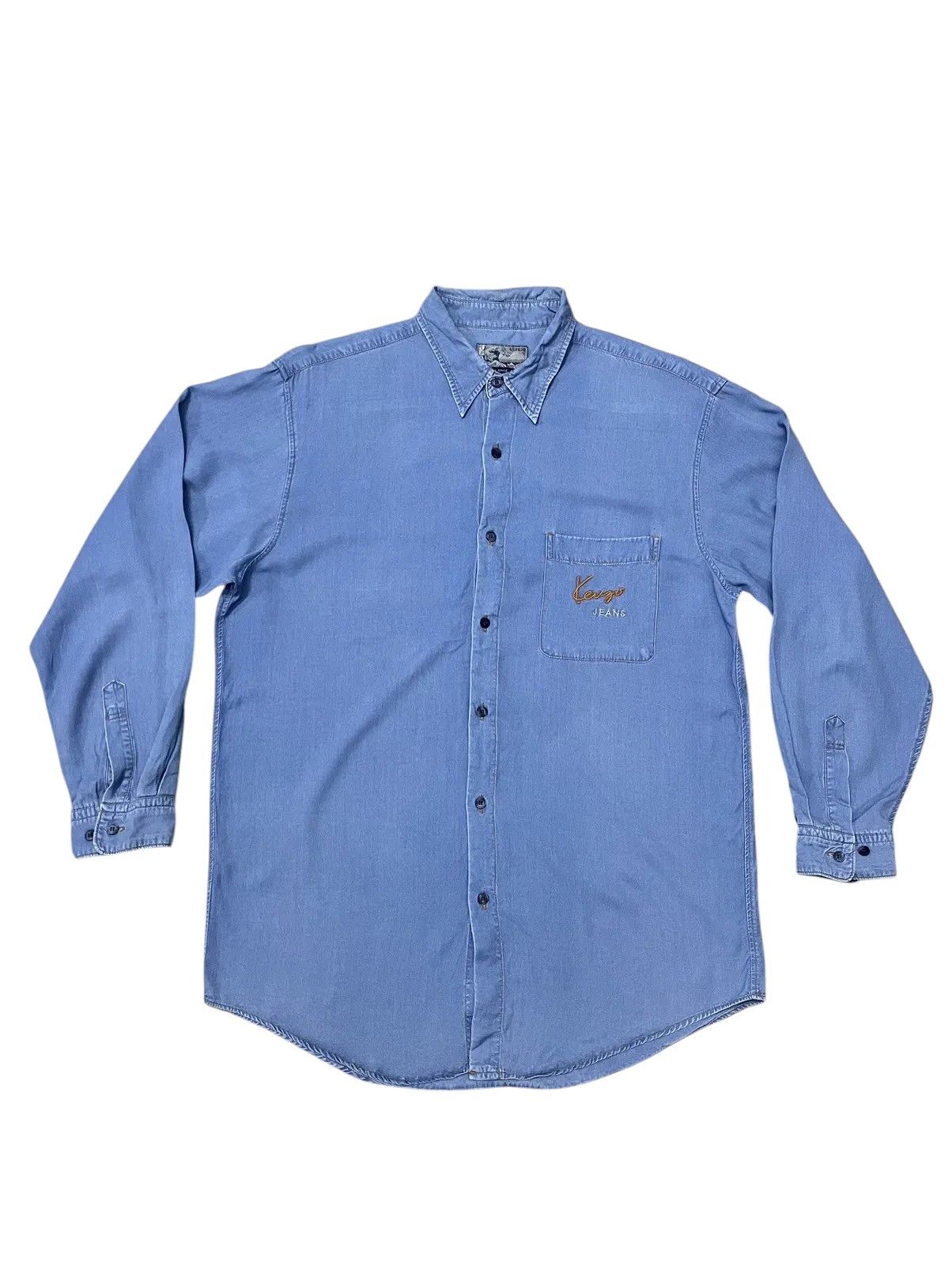 Kenzo 90s Kenzo Jeans Embroidered Pocket Denim Button Down Shirt Size US L / EU 52-54 / 3 - 1 Thumbnail