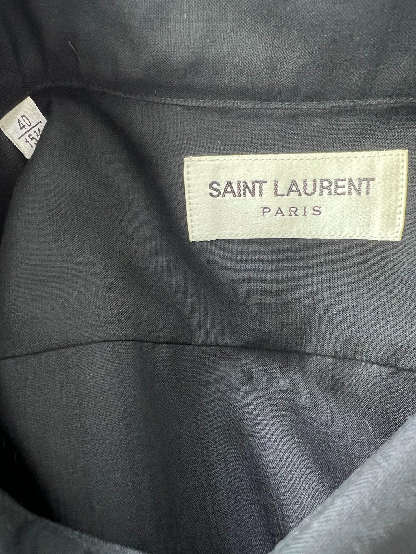 Saint Laurent Paris SLP 19fw 40 Black Silver Thread Crescent Shirt Size US XXS / EU 40 - 4 Thumbnail