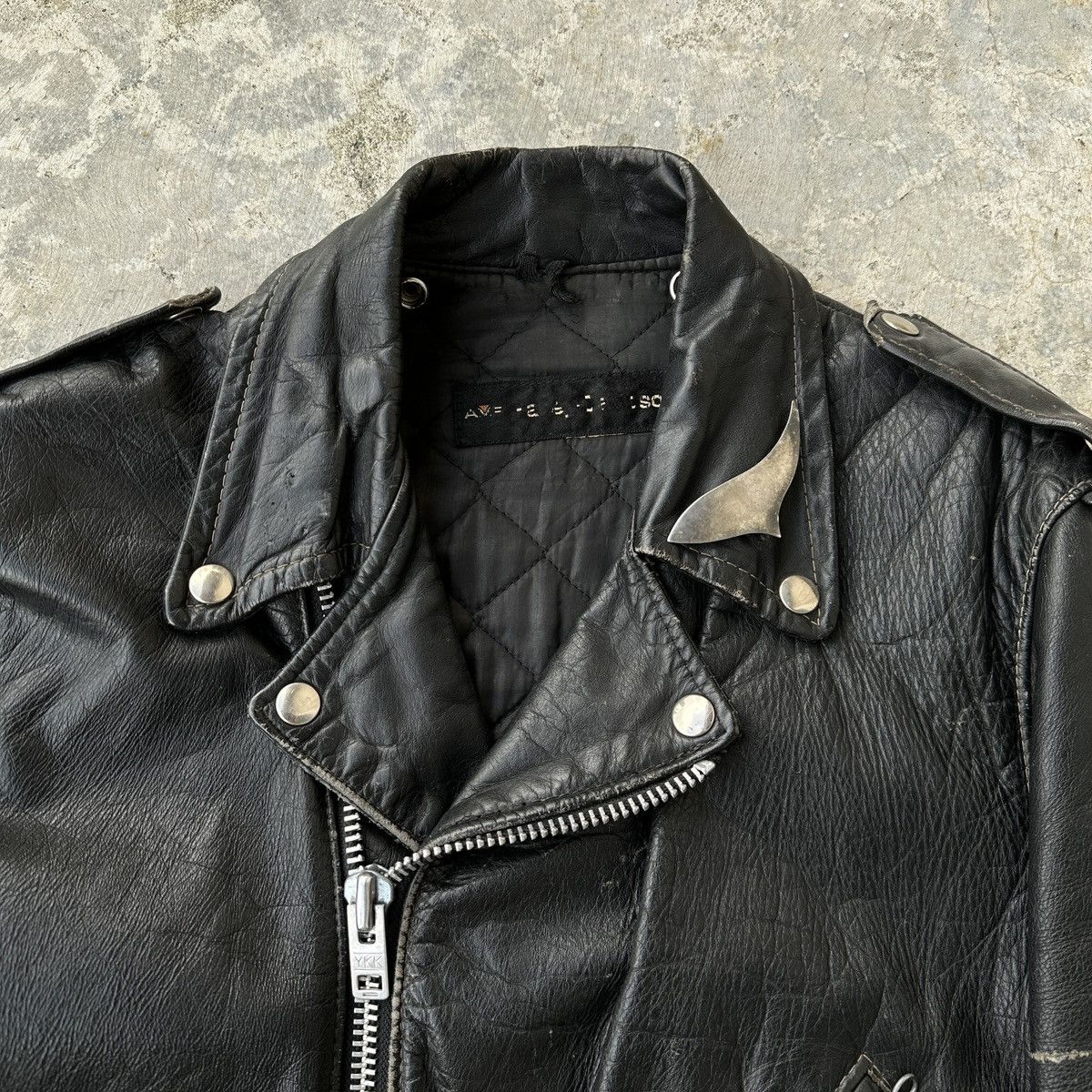 Leather Trashed 80s Moto Biker Rider jacket Vanson ERD Perfecto Size US L / EU 52-54 / 3 - 5 Thumbnail