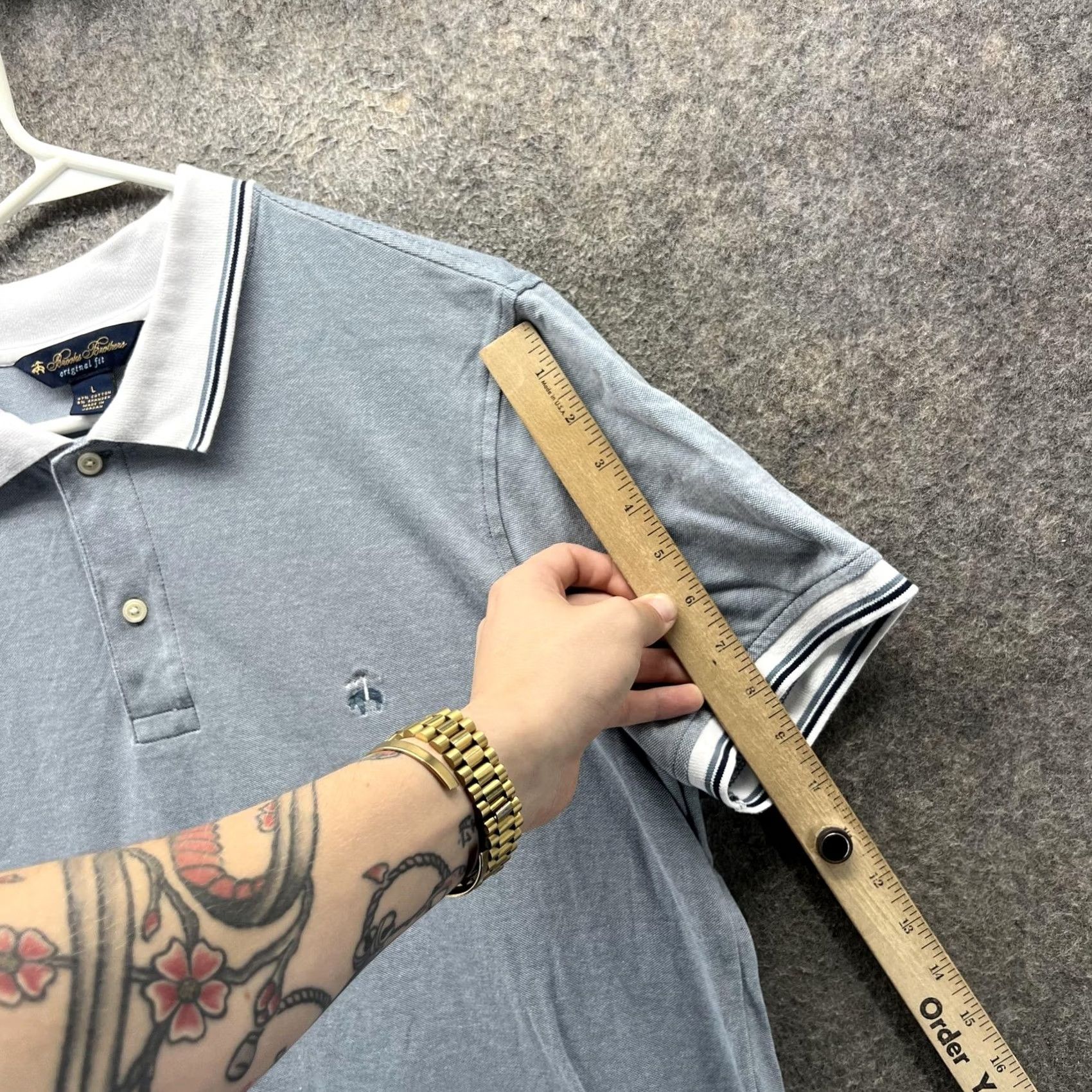 Brooks Brothers Brooks Brothers Polo Shirt Mens L Blue Original Fit Stretch Collar Contrast Cuff Navy Logo Short Sleeve Cotton Spandex Size US L / EU 52-54 / 3 - 5 Thumbnail