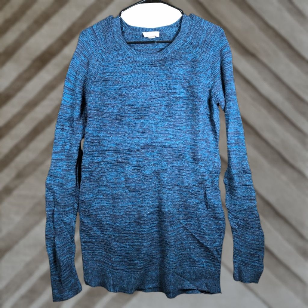 Loft LOFT Ann Taylor Womens Sweater Navy Blue Crew Long Sleeve 100% Cotton Large Size L / US 10 / IT 46 - 1 Thumbnail