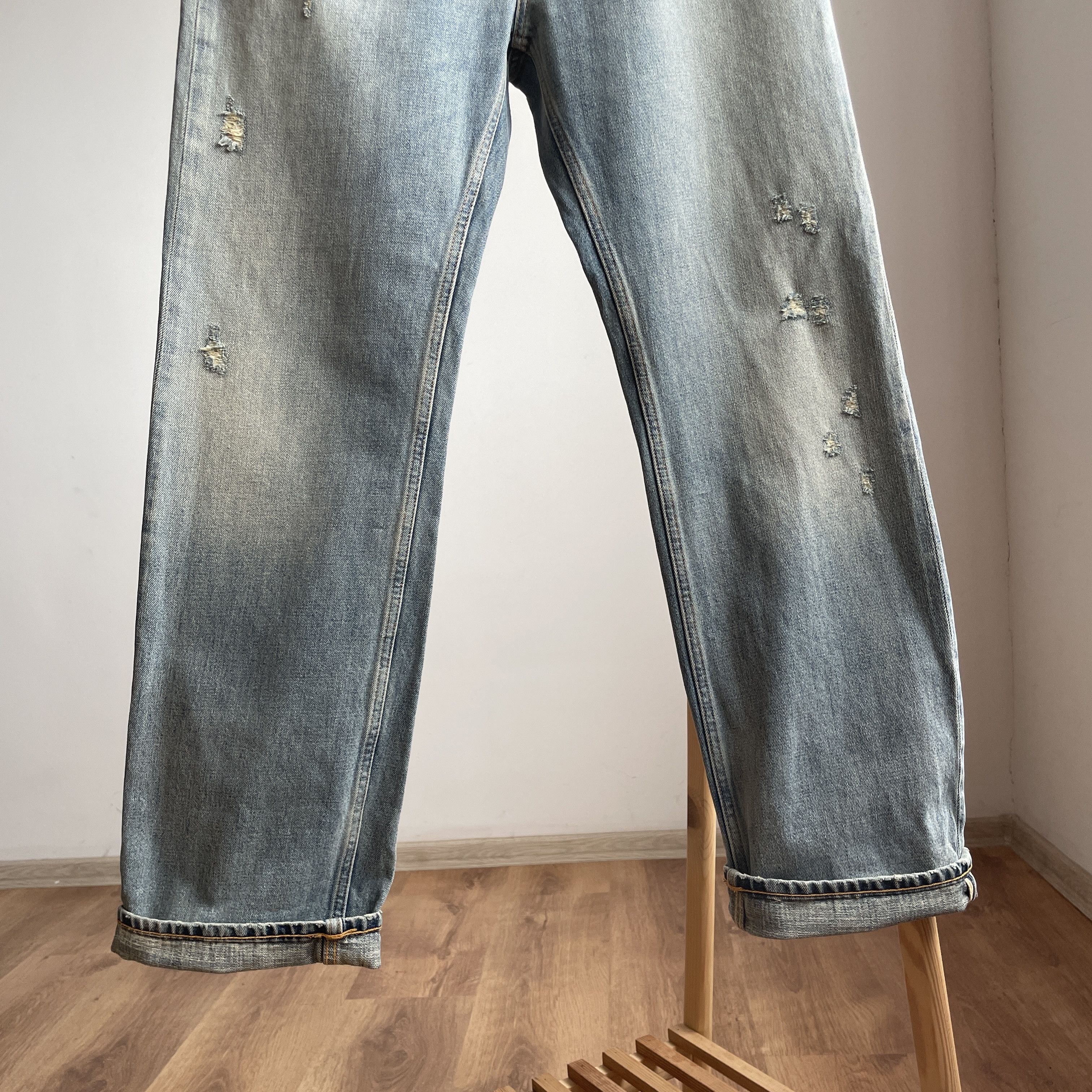 Fiorucci Fiorucci Bella Cropped Straight Distressed Selvedge Denim Size 30" / US 8 / IT 44 - 8 Thumbnail