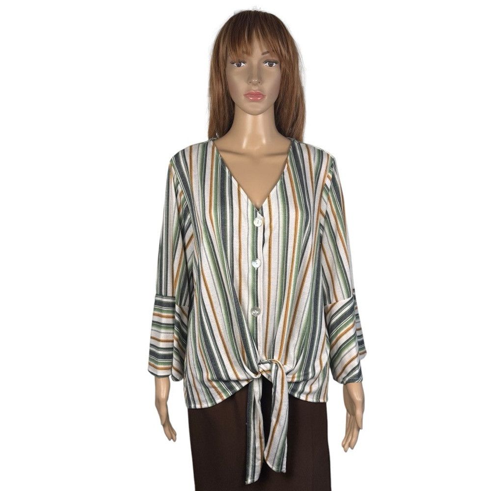 Other New Skye's The Limit Striped Tie Front Top Size 2X Size XXL / US 16-18 / IT 52-54 - 1 Thumbnail