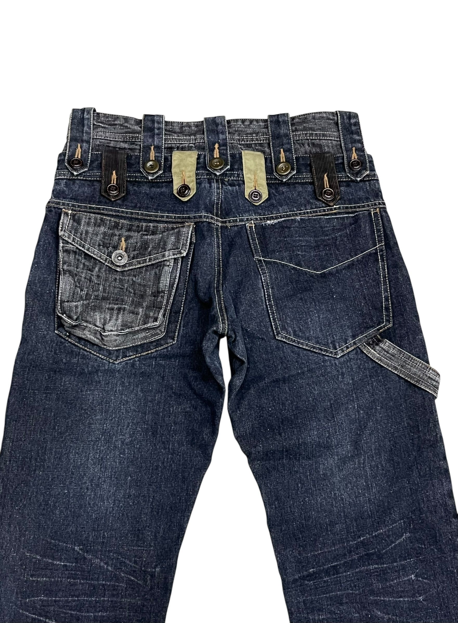 Indigo Vtg GUMU Double Waist MultiZip Utility Cargo Denim Y2K Japan Size US 28 / EU 44 - 6 Thumbnail