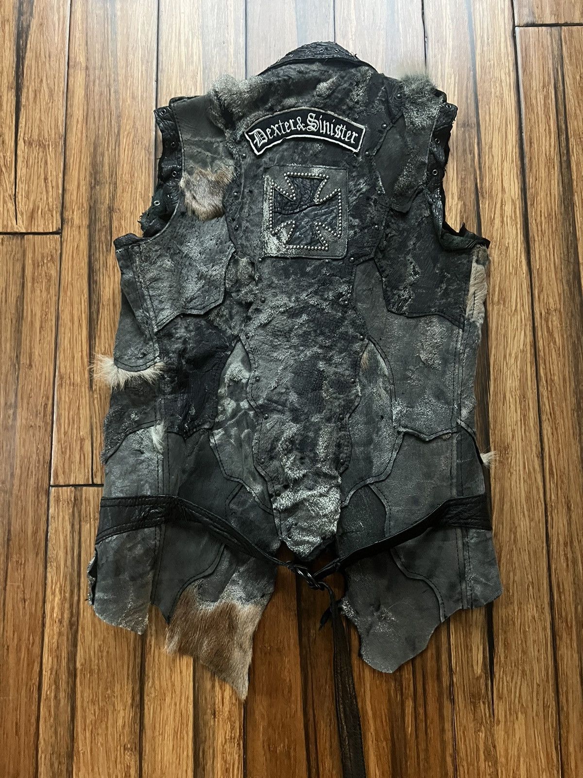 Yasuyuki Ishii Yasuyuki Ishii Leather Fur Variation Patchwork Biker Vest Size US M / EU 48-50 / 2 - 6 Thumbnail