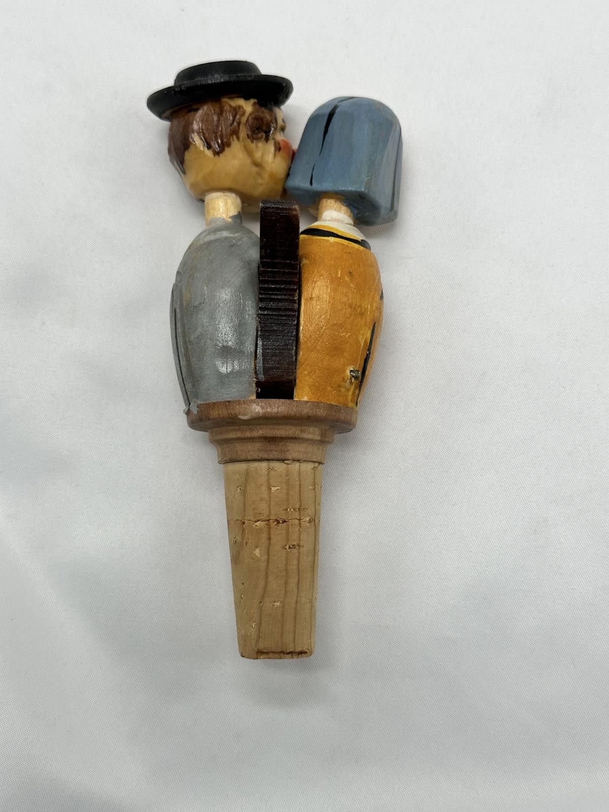 Unknown London Antique Bottle Stopper Mechanical Kissing Couple Hand Carved Size ONE SIZE - 4 Thumbnail