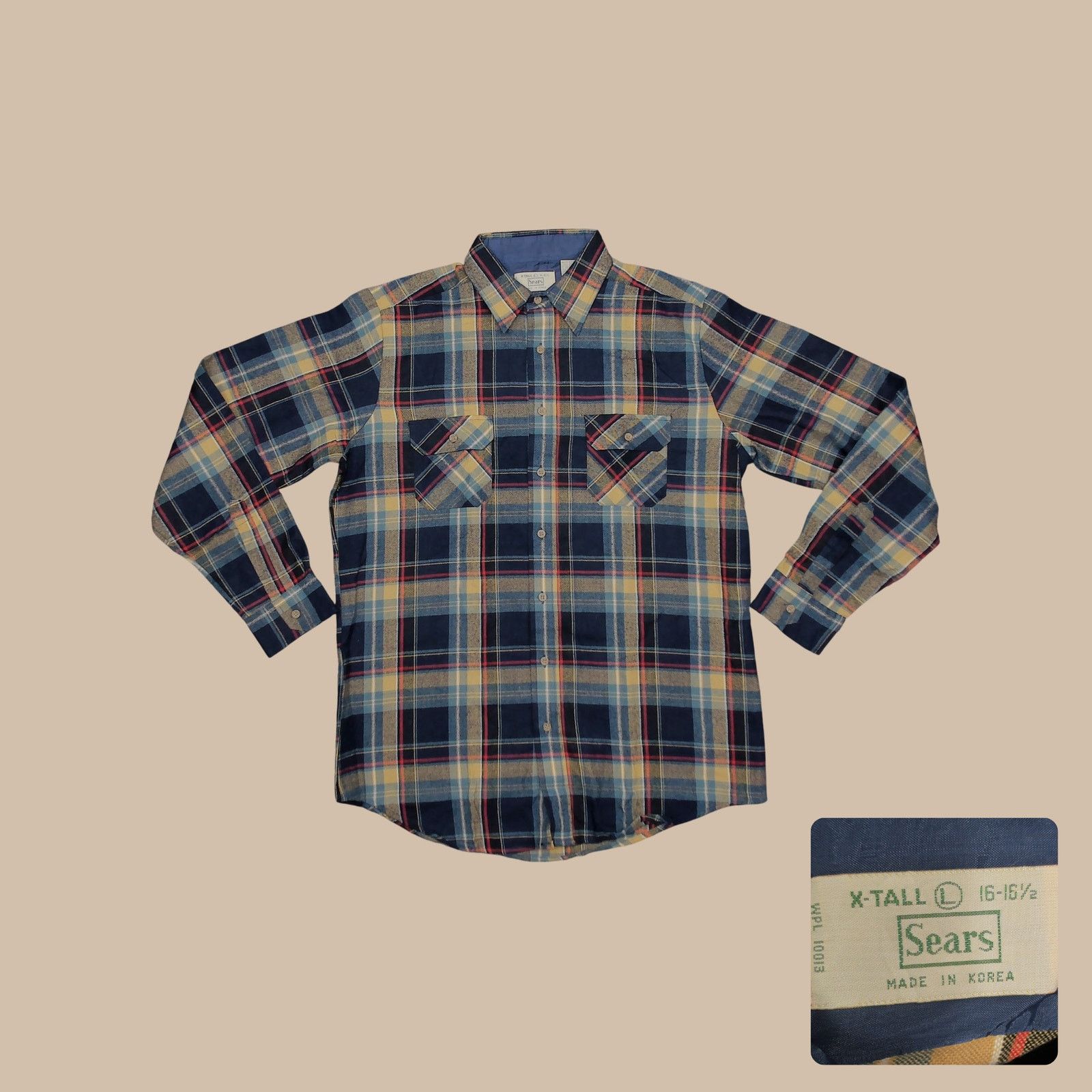 Sears Vintage 70s Sears Boxy Plaid Acrylic Shacket L Tall Size US L / EU 52-54 / 3 - 1 Thumbnail