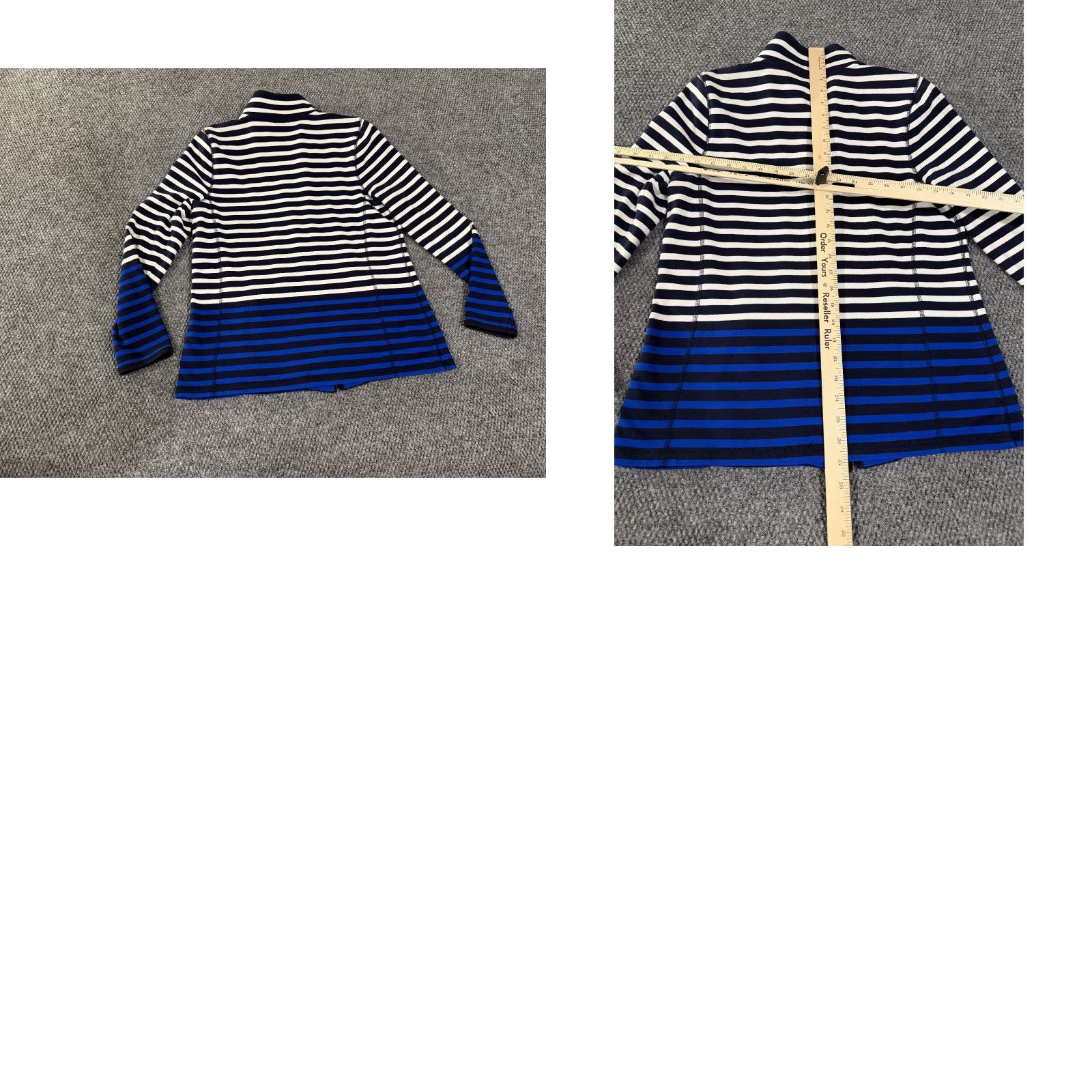 Talbots Talbots Jacket Womens M Blue White Zip Striped Casual Lightweight Stretch Knit Cotton Blend Machine Washable Regular Size M / US 6-8 / IT 42-44 - 8 Thumbnail