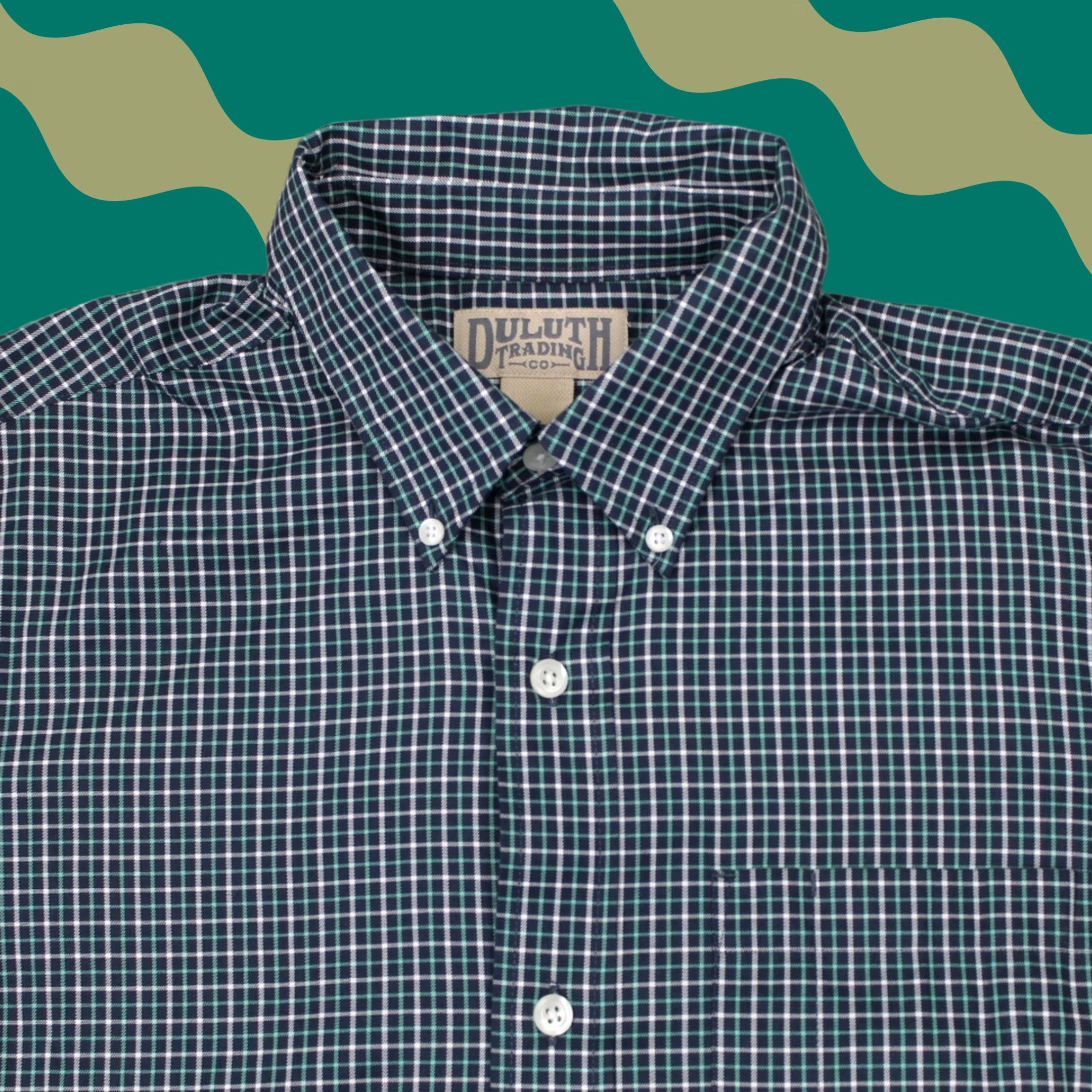 Vintage Duluth Shirt Mens Medium Green & Blue Wrinklefighter Relaxed Fit Cotton L/S Size US M / EU 48-50 / 2 - 1 Thumbnail