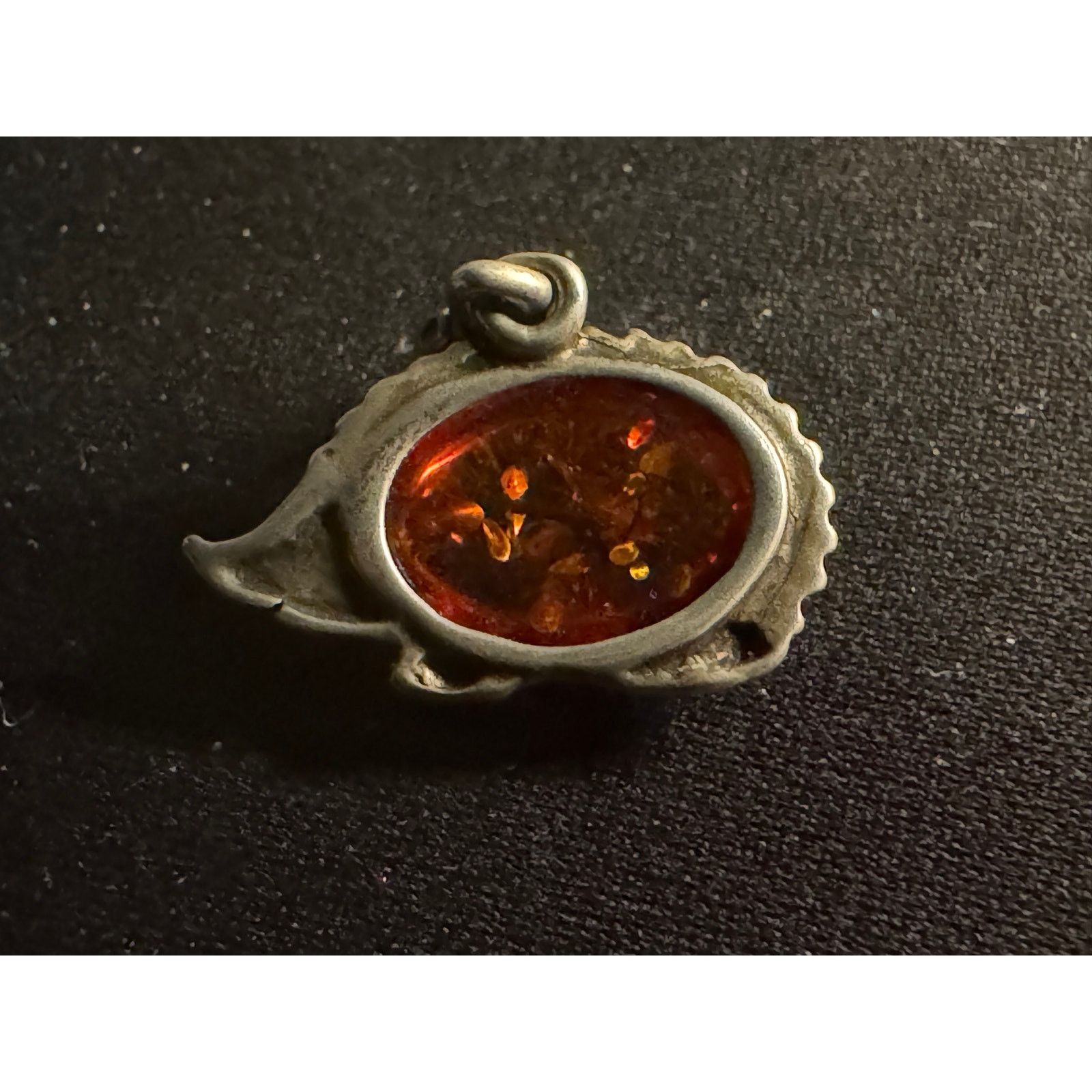 Other Vintage 925 Sterling Silver Hedgehog Pendant w/ Amber Stone Size ONE SIZE - 4 Thumbnail