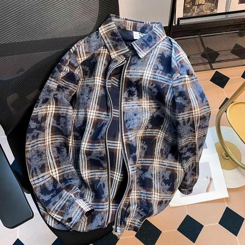 Vintage Vintage Tie-Dye Plaid Zip-Up Shirt Jacket Size M Size US M / EU 48-50 / 2 - 1 Thumbnail