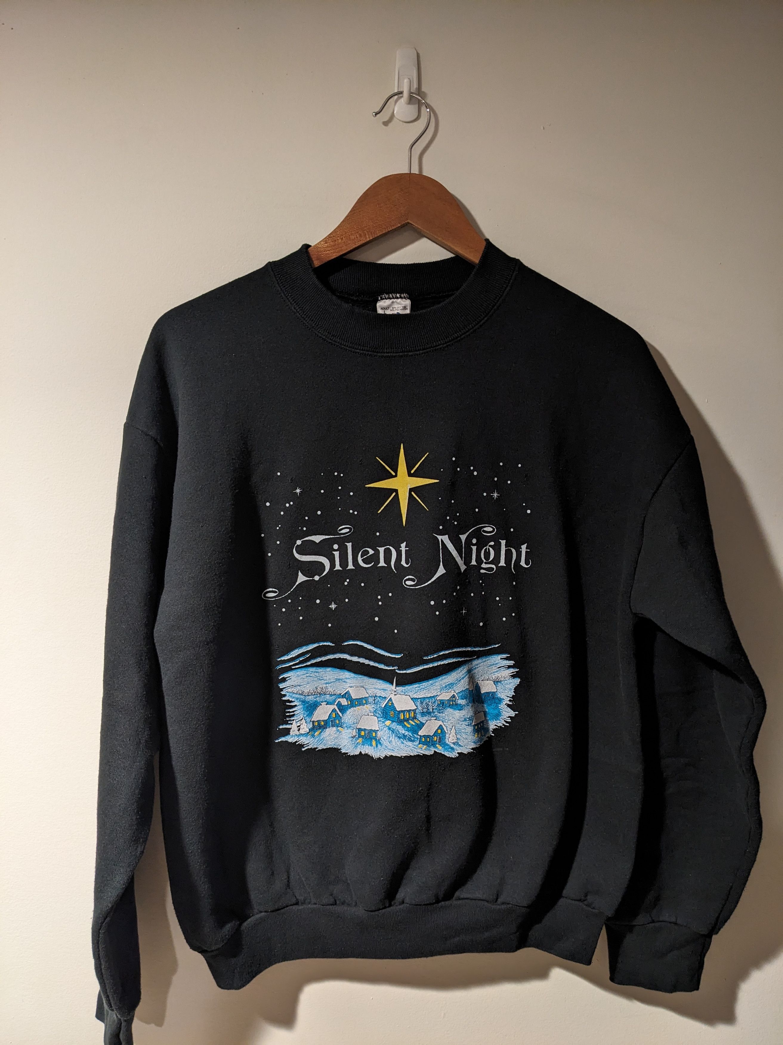 Vintage Vintage 90s Silent Night Winter Stars Moon Large Sweatshirt Size US L / EU 52-54 / 3 - 1 Thumbnail