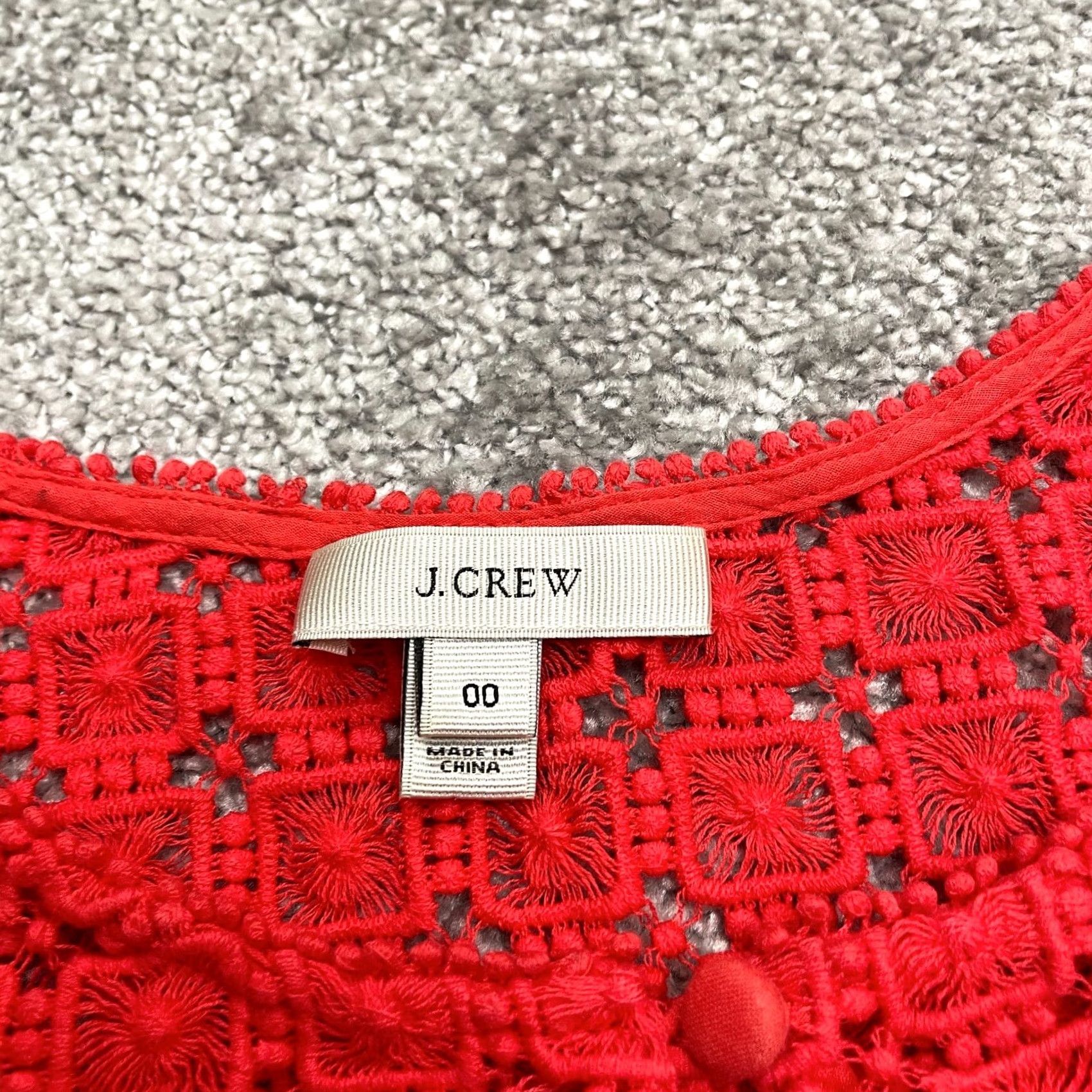 J.Crew J.Crew Blouse Shirt Womens 00 Red Long Sleeve Round Neck Button Embroidered Tunic Cotton Casual Size S / US 4 / IT 40 - 5 Thumbnail