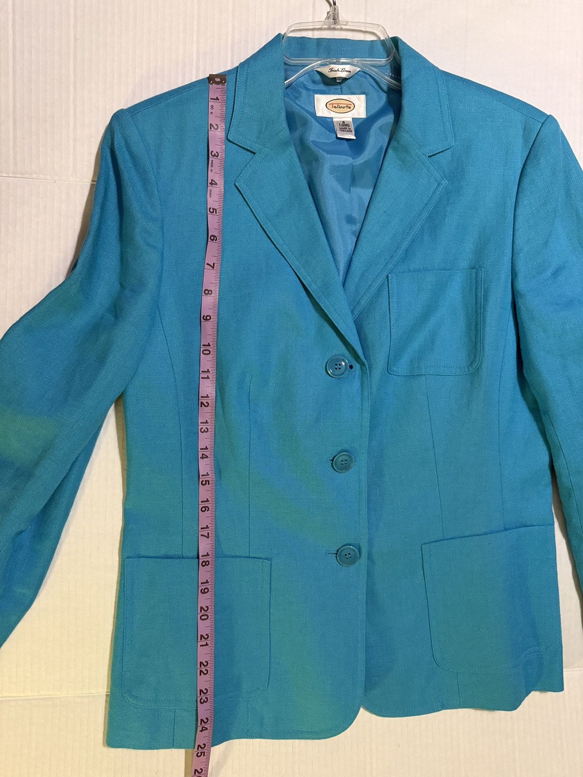 Talbots Talbot Woman Bright Azure Blue Irish Linen Blazer 8 LONG Size M / US 6-8 / IT 42-44 - 8 Thumbnail