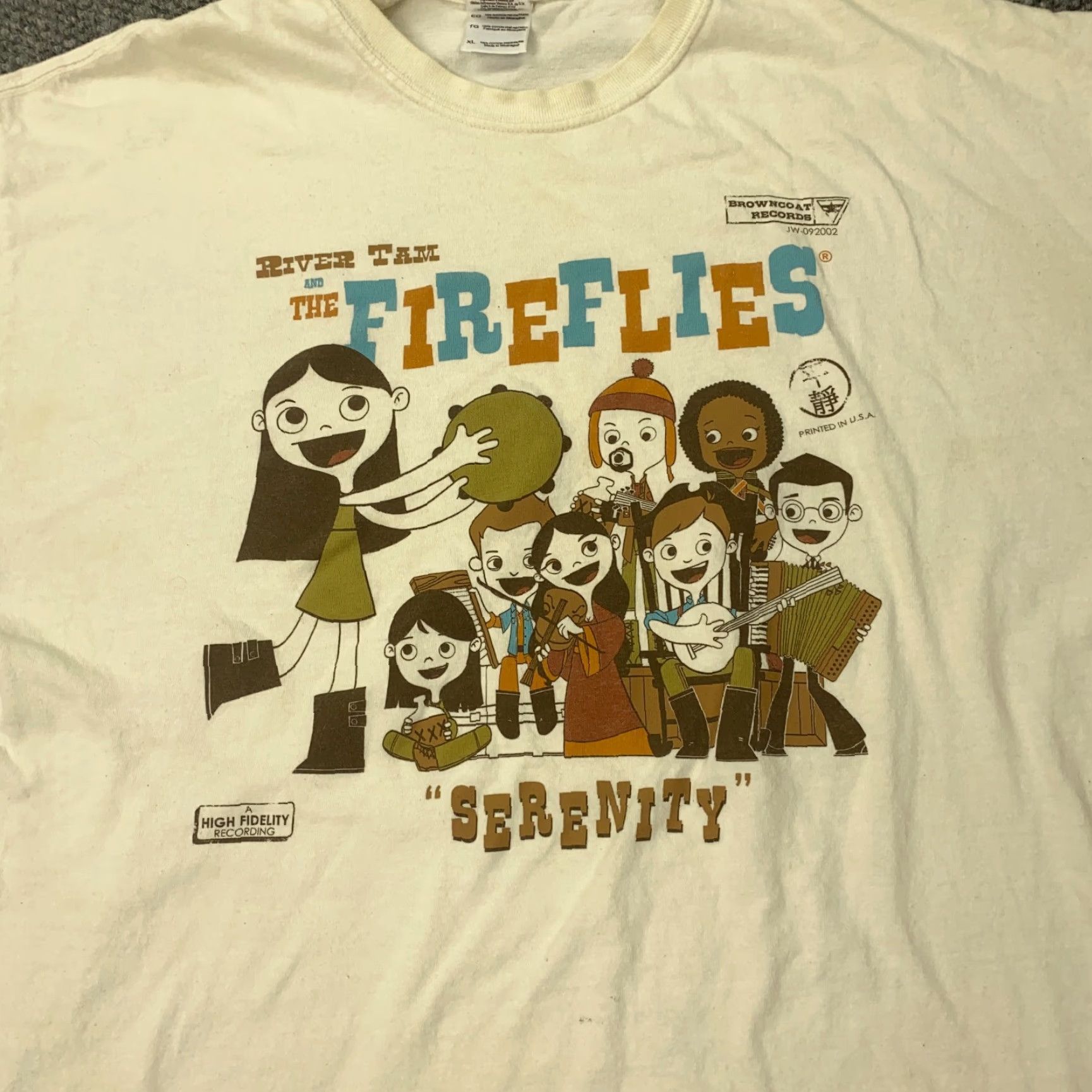 Gildan River Tam & The Fireflies Shirt Mens XL White Serenity Band Tee Short Sleeve Size US XL / EU 56 / 4 - 2 Thumbnail