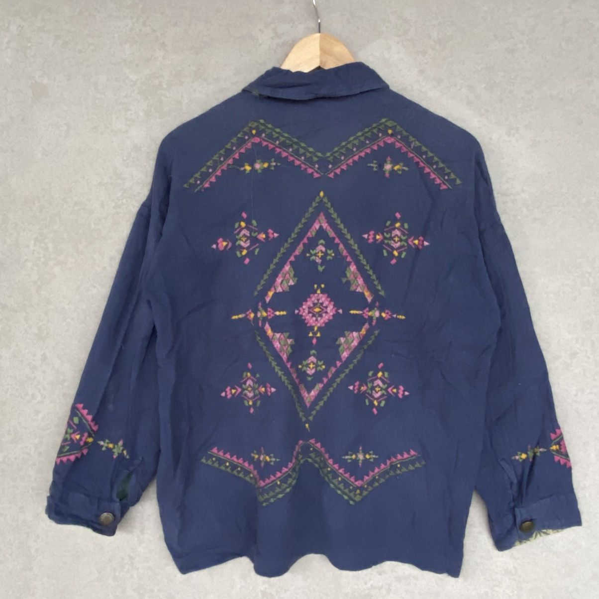Other Vintage Titicaca Cotton Jacket Full Button Embroidered Blue Size M / US 6-8 / IT 42-44 - 5 Thumbnail