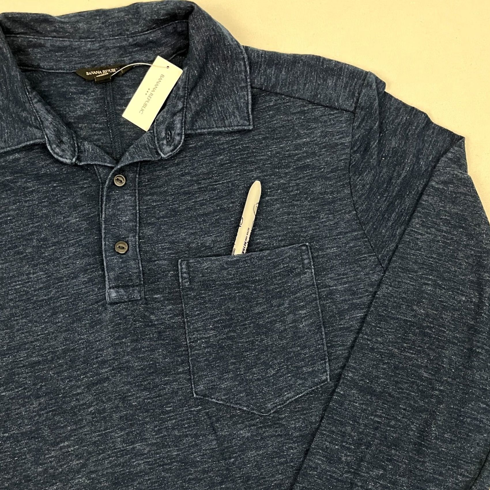 Banana Republic Banana Republic Polo Shirt Mens M Indigo Blue Pocket Casual Long Sleeve Prep NEW Shirt Mens M Indigo Blue Pocket Casual Long Sleeve 90s? Size US M / EU 48-50 / 2 - 7 Thumbnail