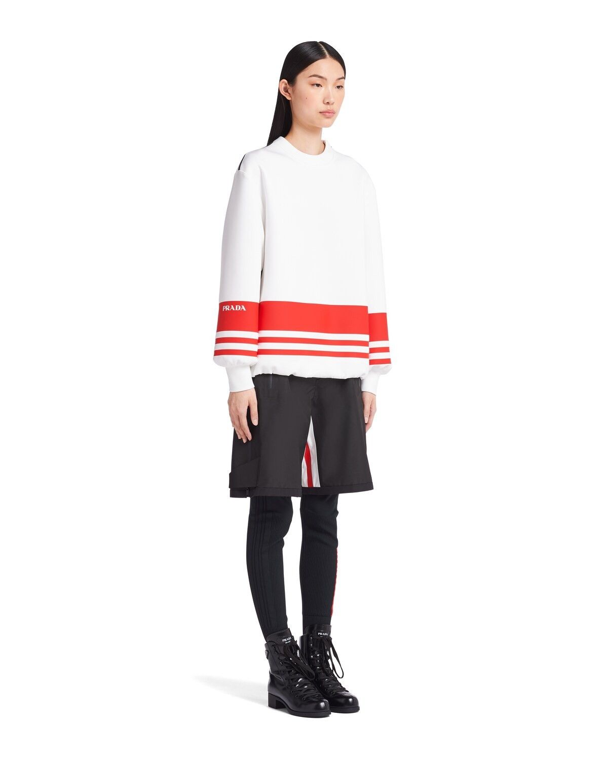 Prada o1la1rc1a0925 Printed Double Jersey Sweatshirt in White/Red Size S / US 4 / IT 40 - 3 Thumbnail