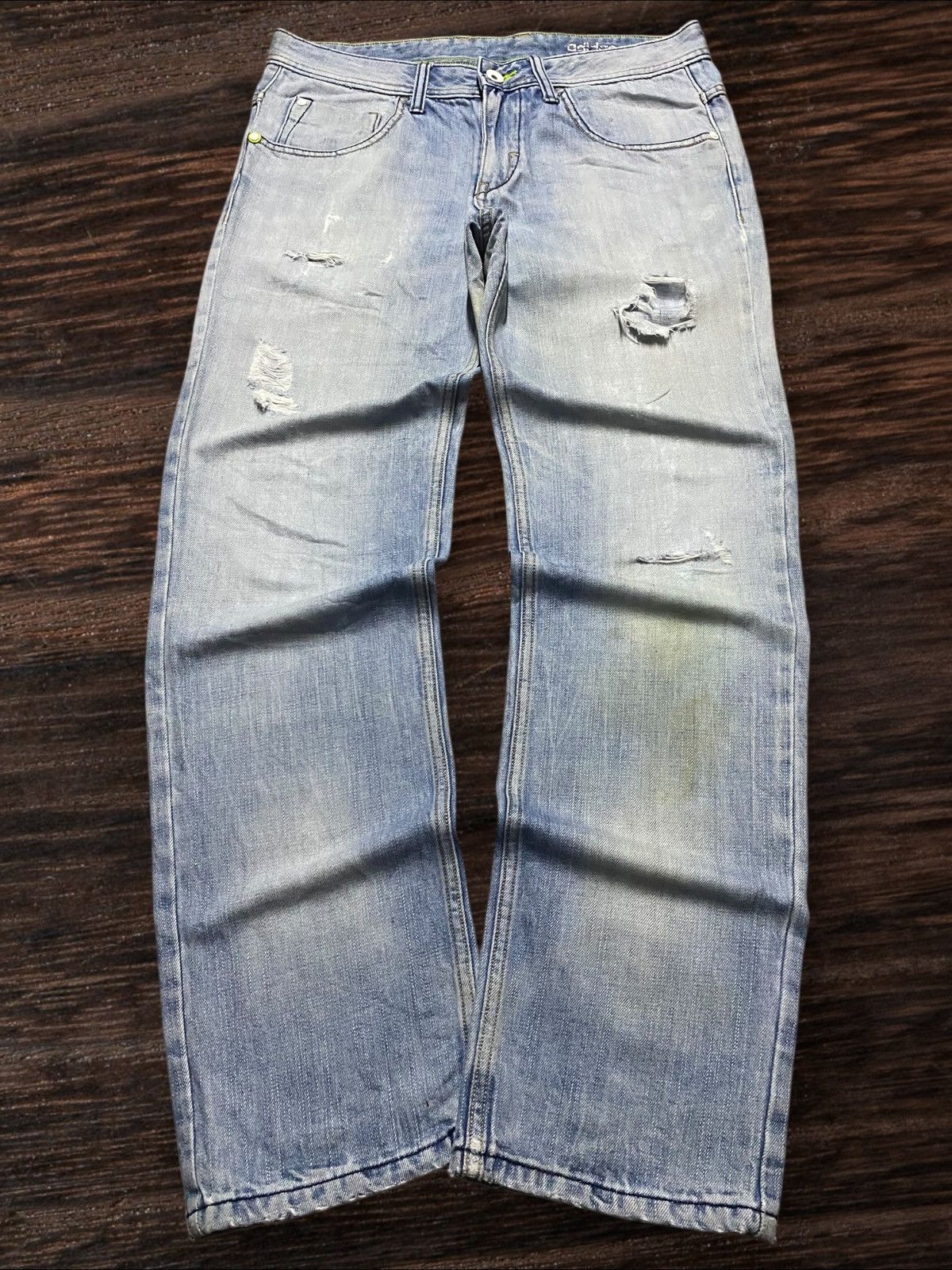 Adidas Vintage Adidas Light Wash Distressed Loose Jeans Size US 33 - 1 Thumbnail