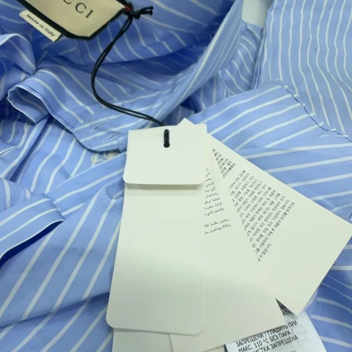 Gucci Gucci Gucci Blue Striped Cotton Long Sleeve Shirt -2506 Size US L / EU 52-54 / 3 - 6 Thumbnail