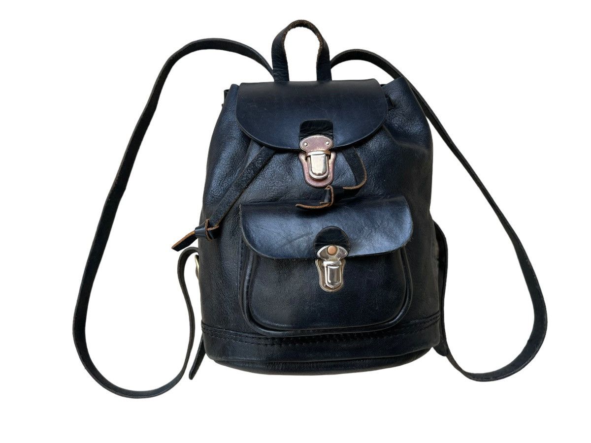 Leather Vintage HERZ Japan Patina Black Leather Mini Backpack Size ONE SIZE - 8 Thumbnail
