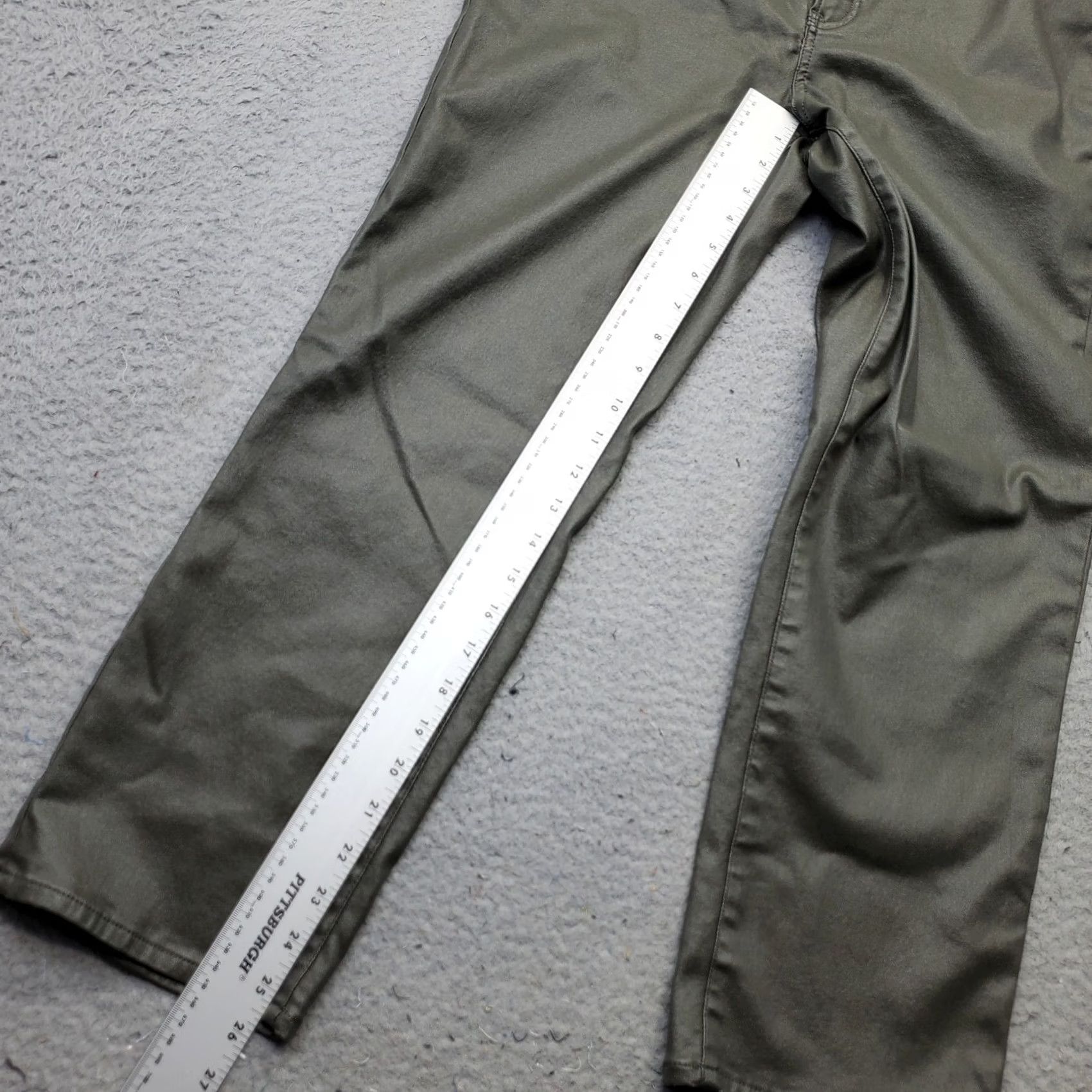 Express Express Womens 12 Green Flat Front Stretch High Rise Straight Leg Pants Size 34" / US 12 / IT 48 - 5 Thumbnail