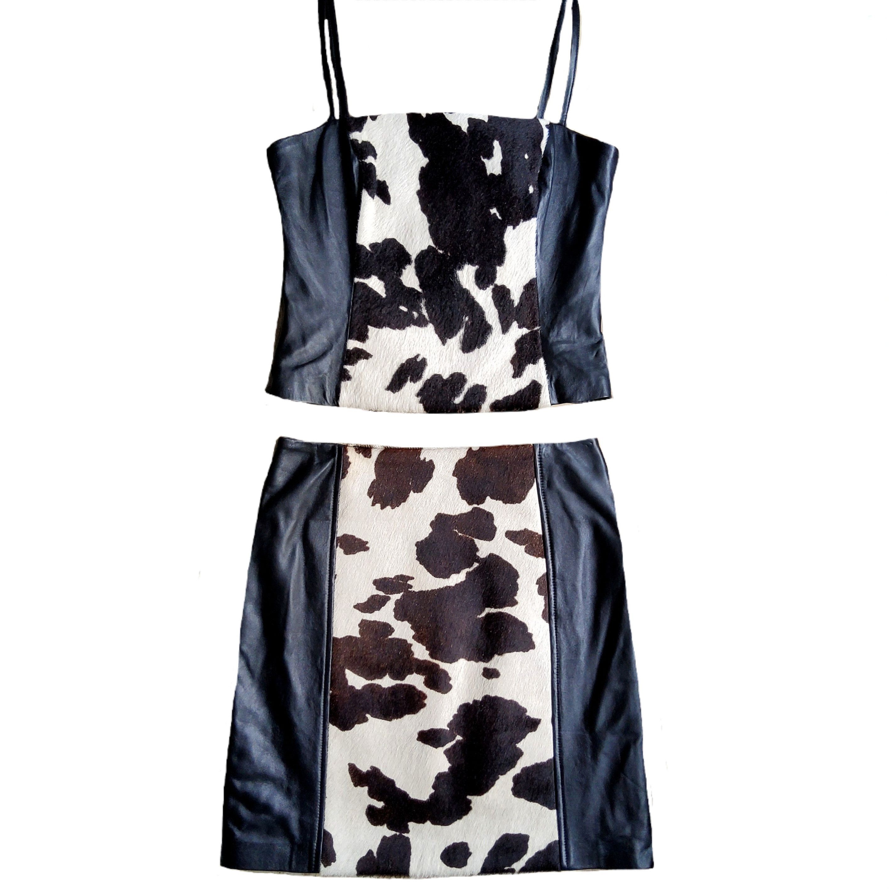 Other Vintage y2k cowhide leather top & matching skirt set Size M / US 6-8 / IT 42-44 - 1 Thumbnail