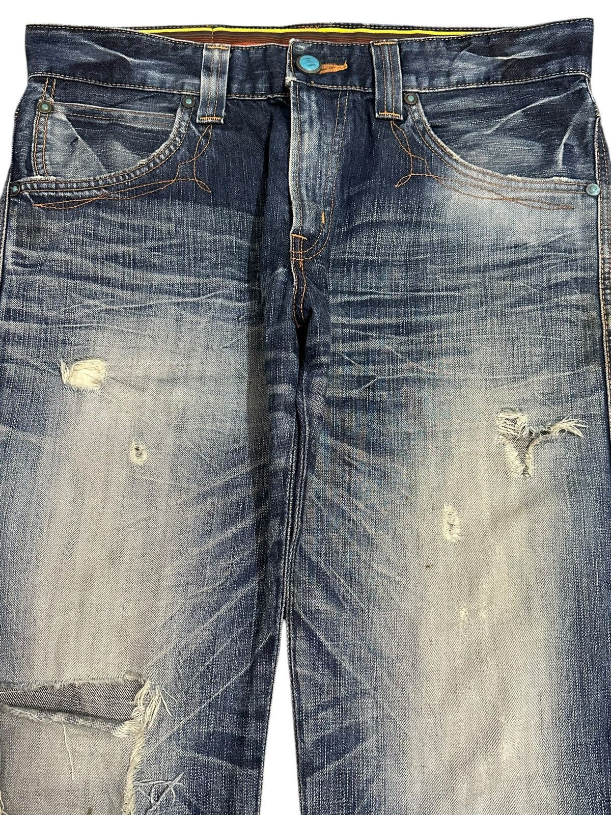 Edwin Vintage Edwin Blue Trip Faded Wash Distressed Bootcut Jeans Size US 34 / EU 50 - 3 Thumbnail