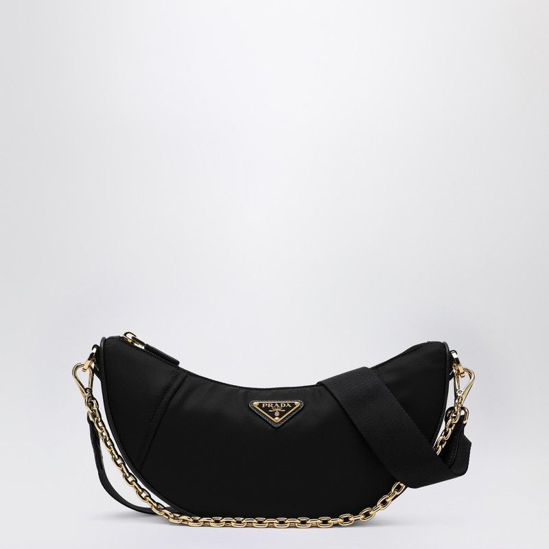 Prada Prada Demi-Lune Shoulder Bag Black In Re-Nylon, Women's