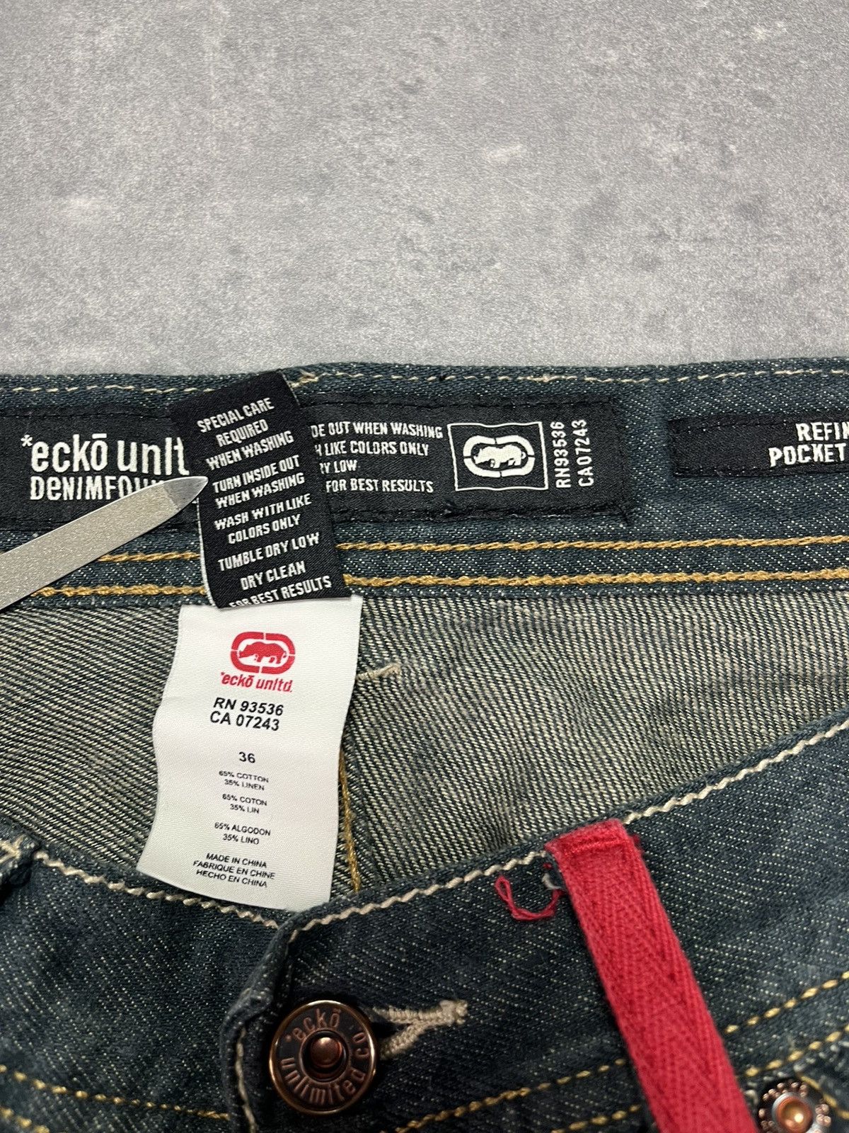 Ecko Unltd. Ecko Unltd. Printed Pockets Linen Baggy Denim Jeans 36 Size US 36 / EU 52 - 8 Thumbnail