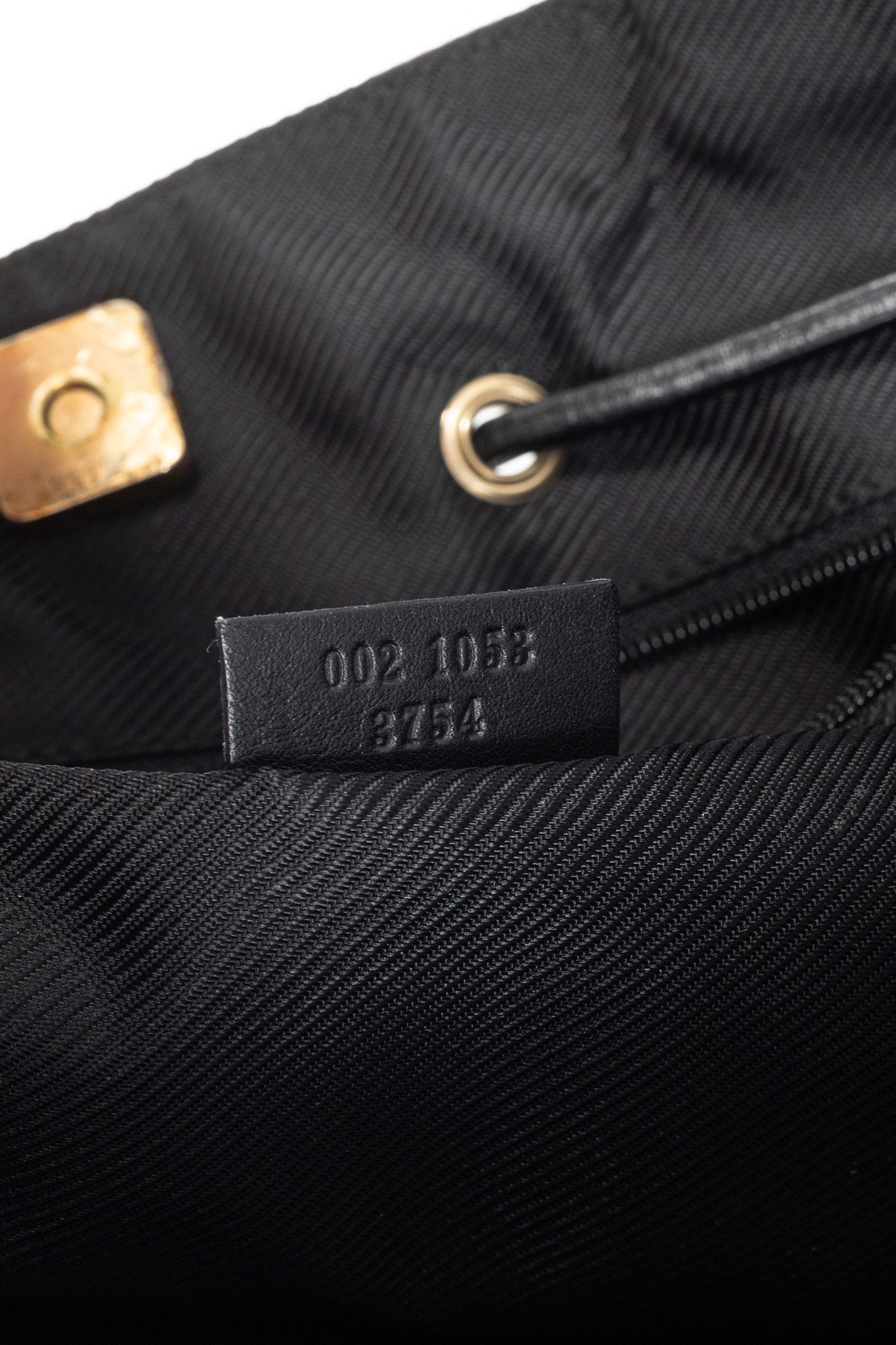 Gucci Gucci Khaki GG Canvas Black-Leather Drawstring Tote Size ONE SIZE - 13 Thumbnail