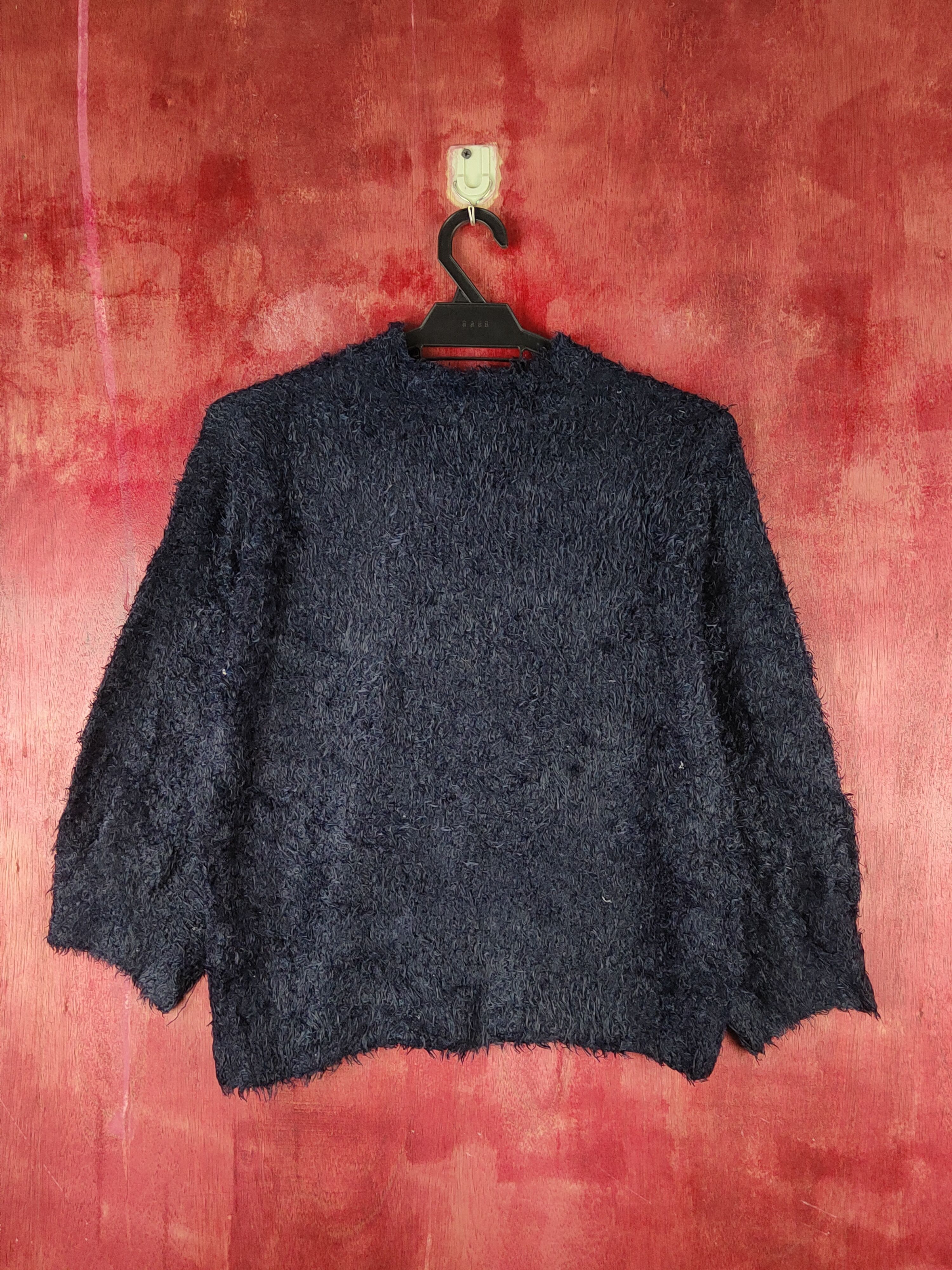 GU GU Navy Shag Shaggy Fur Mohair Knitwear #S2165 Size M / US 6-8 / IT 42-44 - 7 Thumbnail