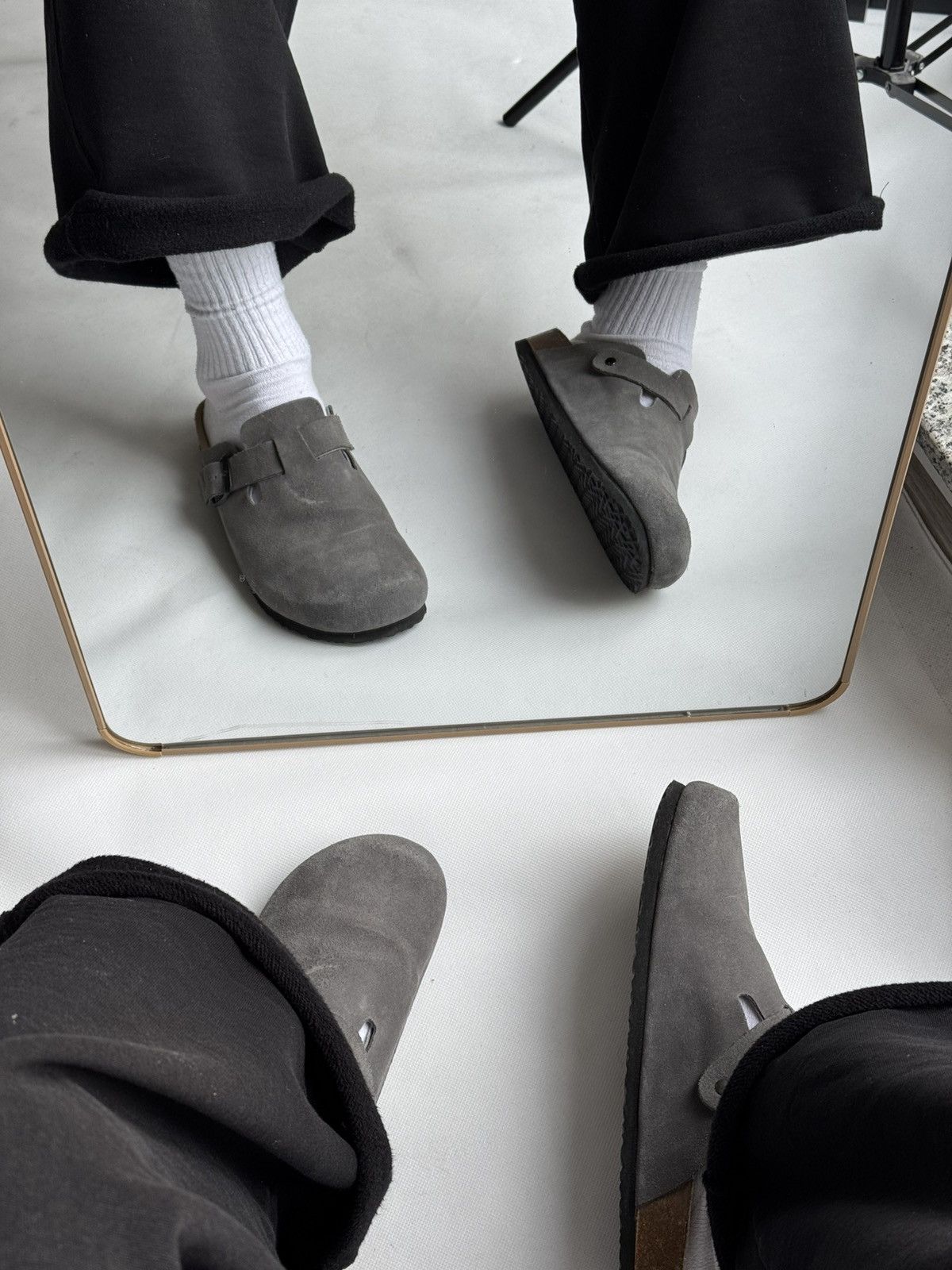Japanese Brand BIRKENSTOCK Style BOSTON SUEDE VELVET GREY US 9,5 EU 43 Size US 9.5 / EU 42-43 - 4 Thumbnail