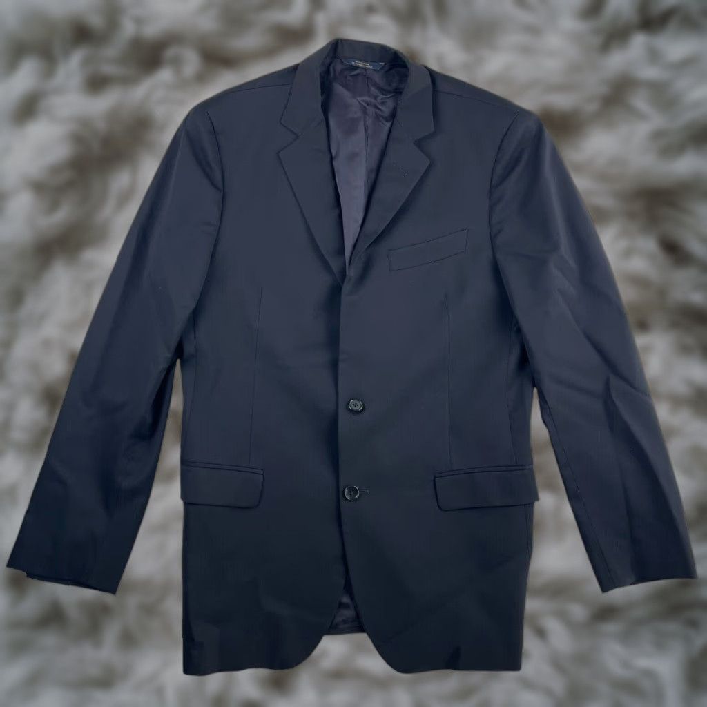 Brooks Brothers Blazer Jacket Navy Wool 39L Men Single-Breasted Notch Lapel 2-Button USA Long Vintage No