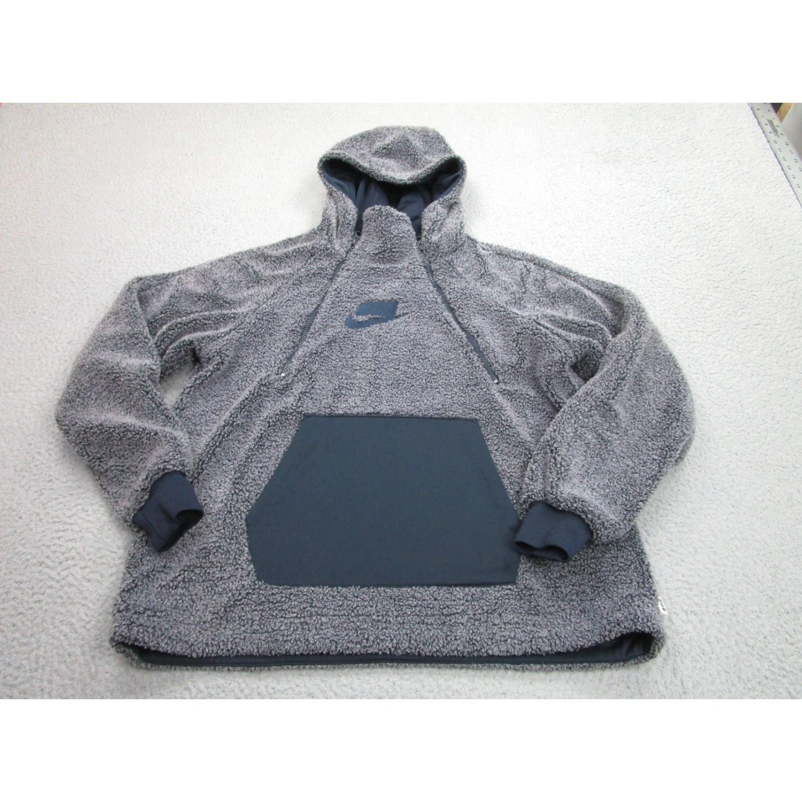 Nike Nike Hoodie Mens Small Gray Sherpa Fleece 1/4 Zip Kangaroo Pocket Pullover NSW Shirt Pullover Mens Size US S / EU 44-46 / 1 - 2 Thumbnail