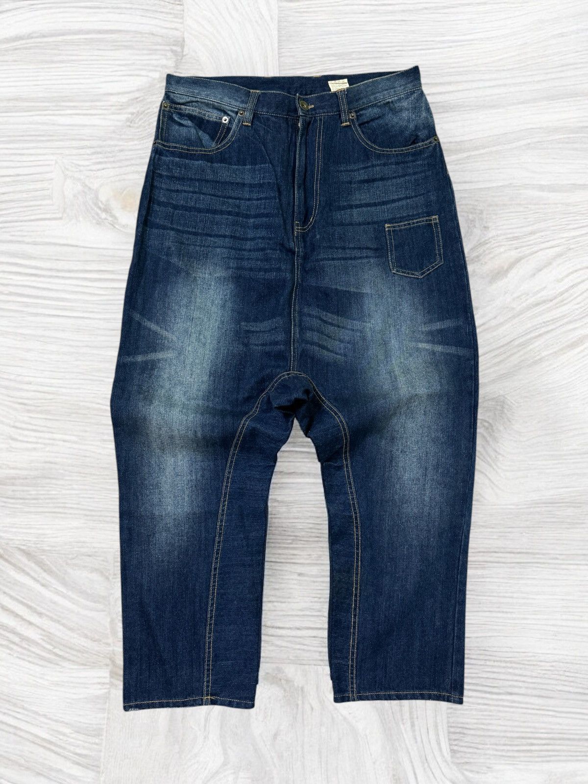 Vintage Crotch Jeans Washed Detailing Cdg Inspired