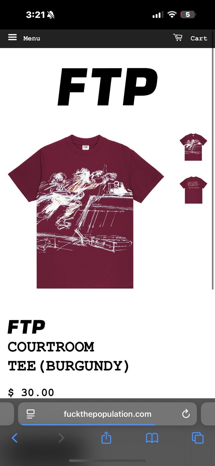 Fuck The Population Fuck The Population Courtroom Tee Size US L / EU 52-54 / 3 - 2 Thumbnail