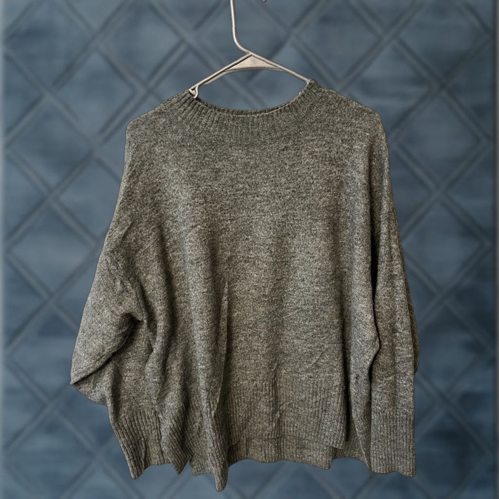 H&M H&M Womens Pullover Sweater Gray Long Sleeve Crew Neck L Acrylic Blend Solid Heathered Knit Sweatshirt Size L / US 10 / IT 46 - 1 Thumbnail